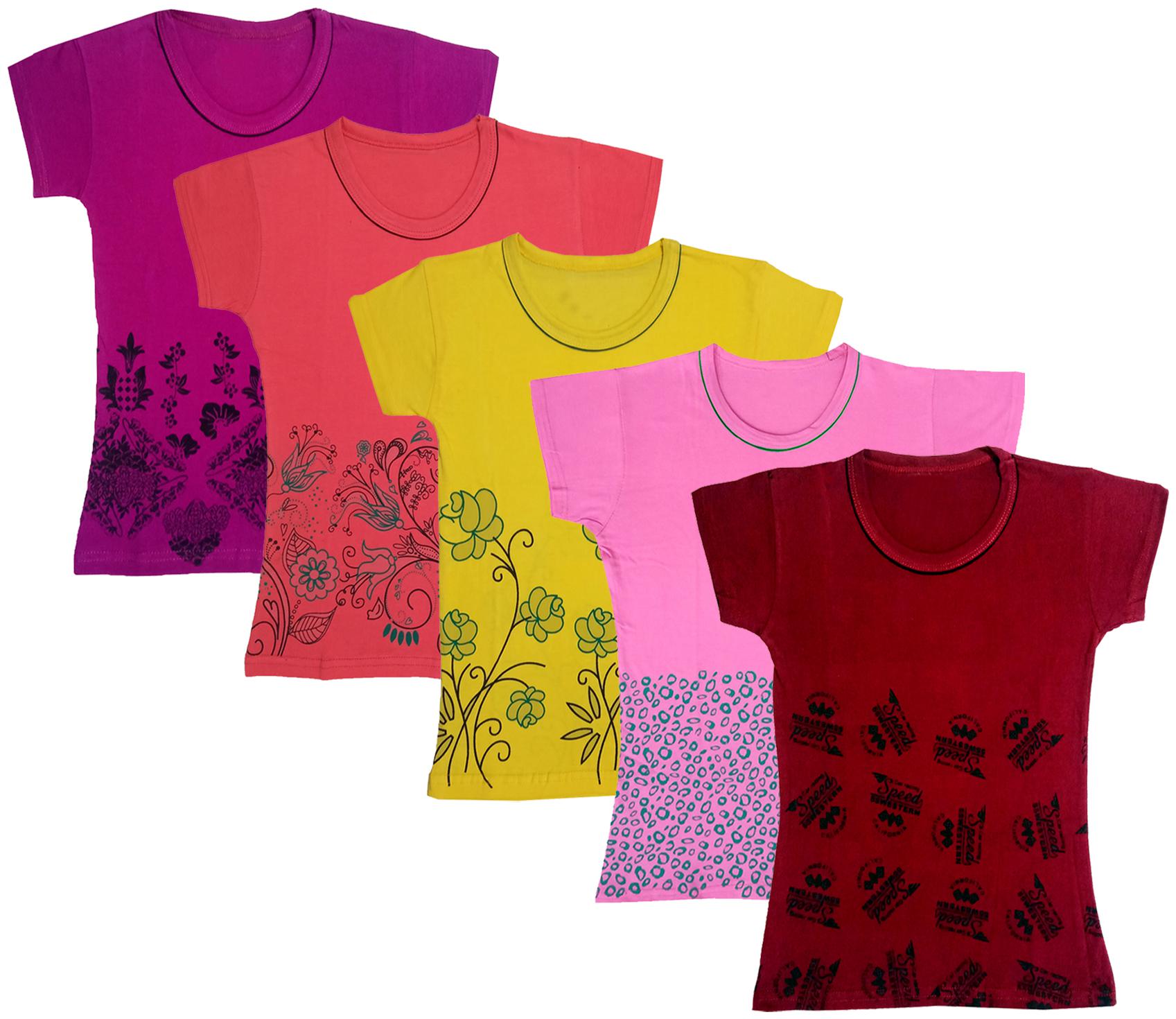 

Indiweaves Girl Cotton Printed T shirt - Multi