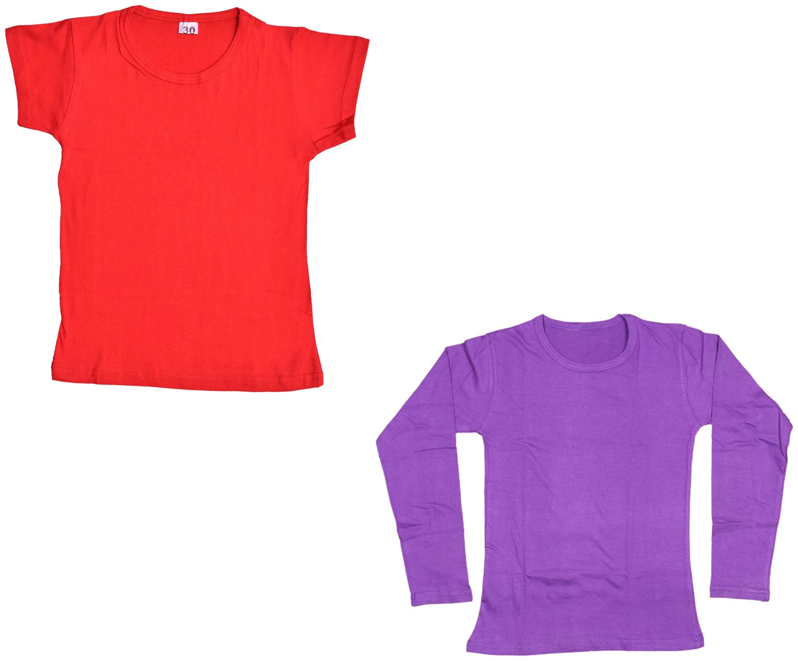 

Indiweaves Girl Cotton Solid T shirt - Multi