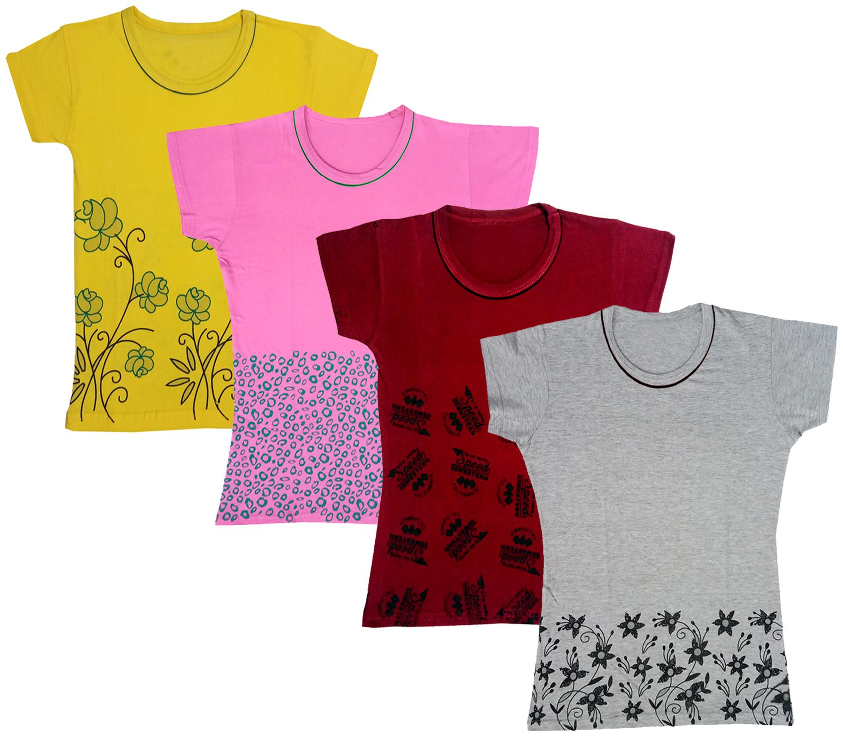 

Indiweaves Girl Cotton Printed T shirt - Multi