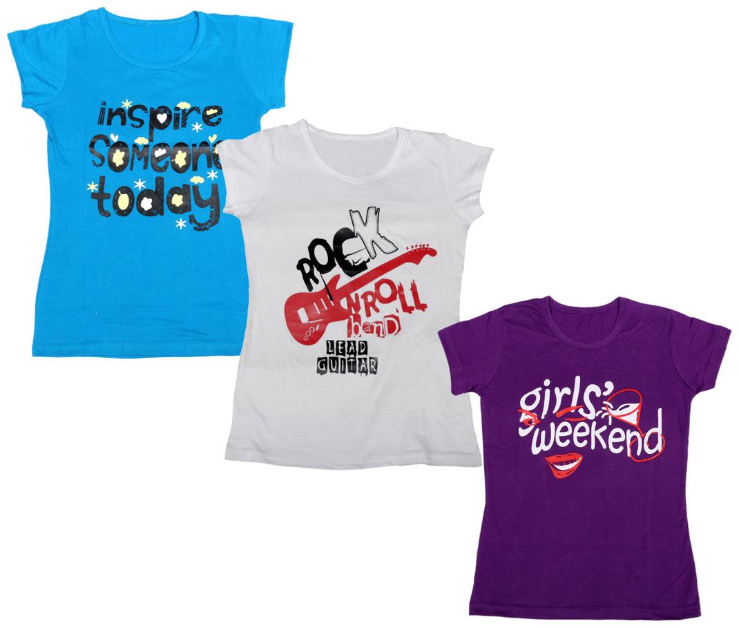 

Indiweaves Girl Cotton Printed T shirt - Multi