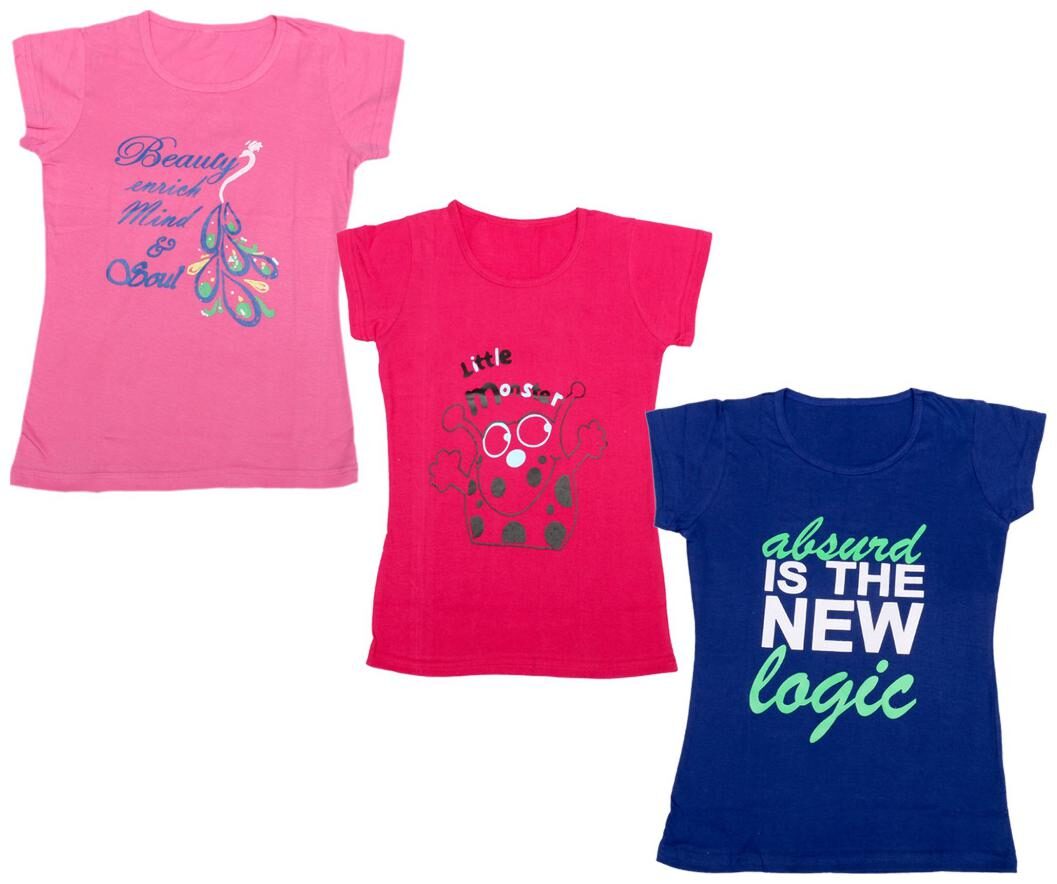 

Indiweaves Girl Cotton Printed T shirt - Multi
