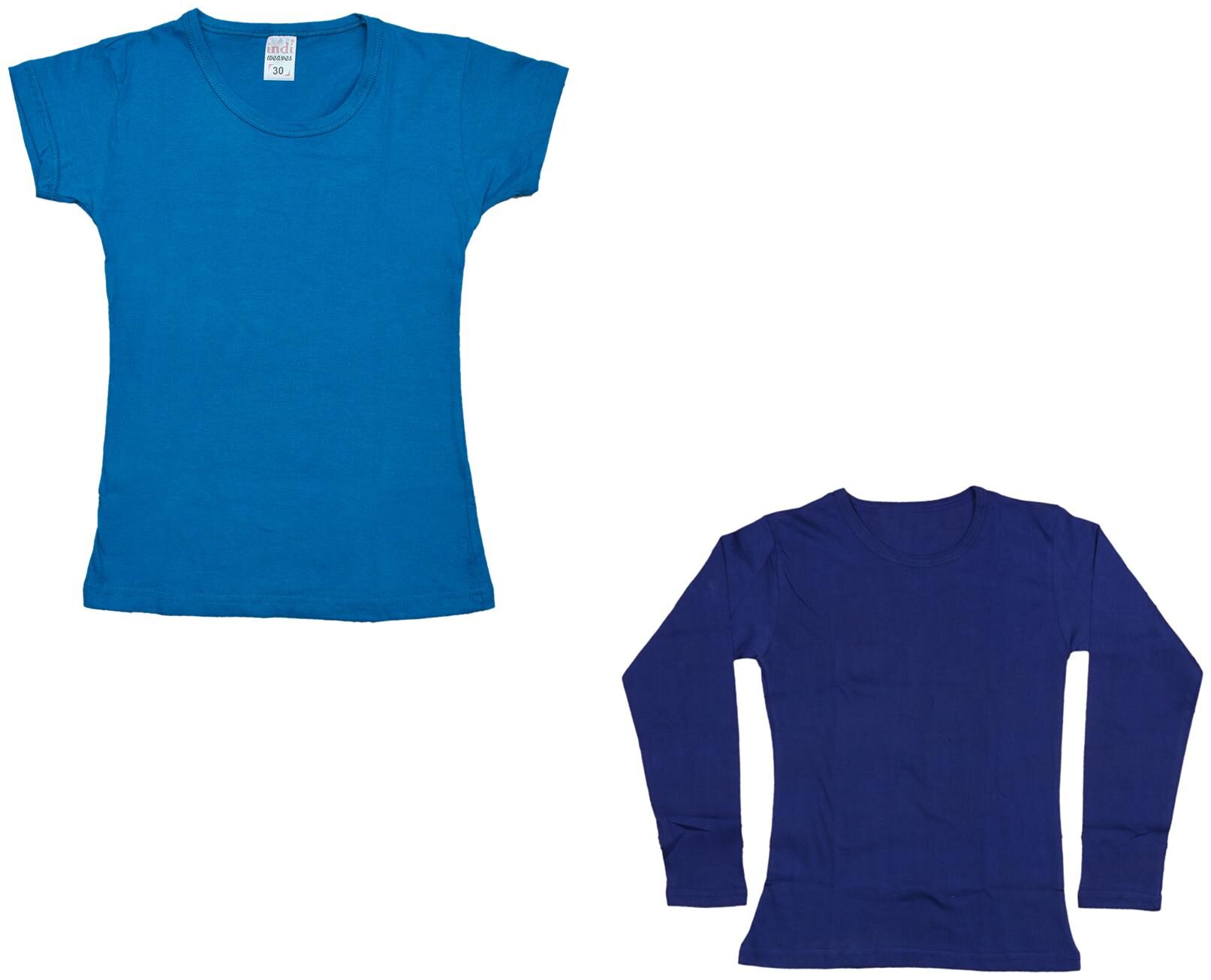 

Indiweaves Girl Cotton Solid T shirt - Multi