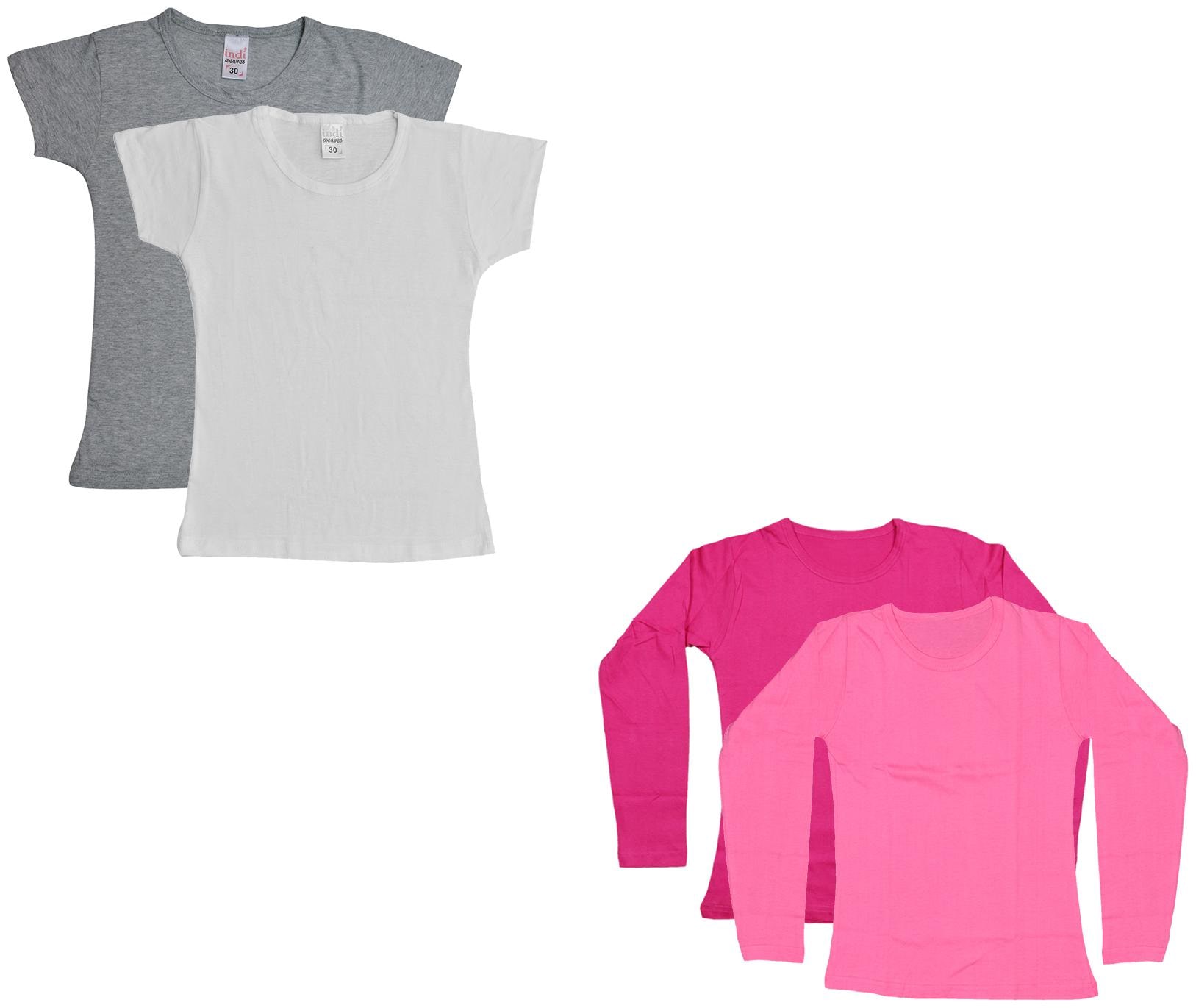 

Indiweaves Girl Cotton Solid T shirt - Multi