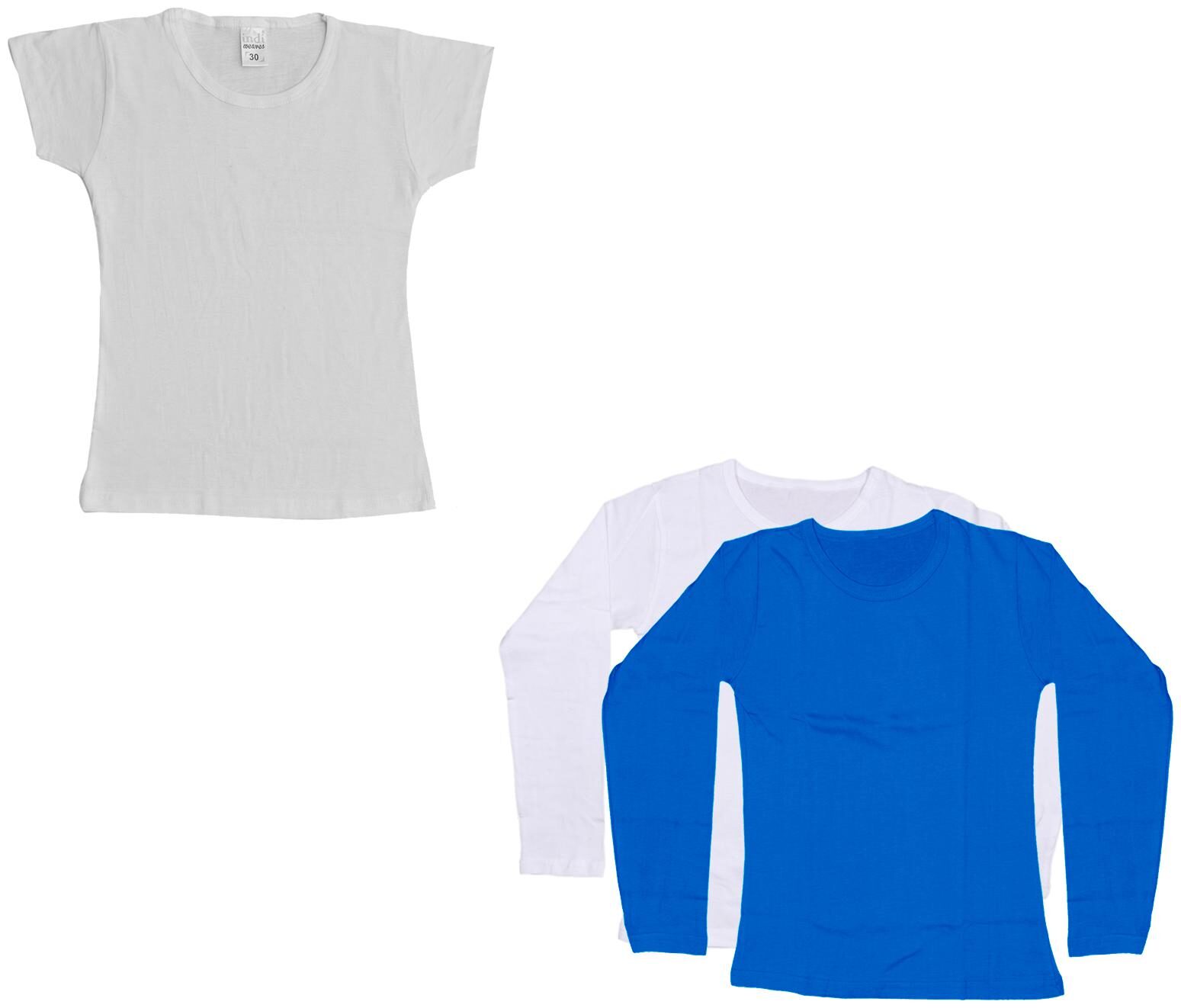 

Indiweaves Girl Cotton Solid T shirt - Multi
