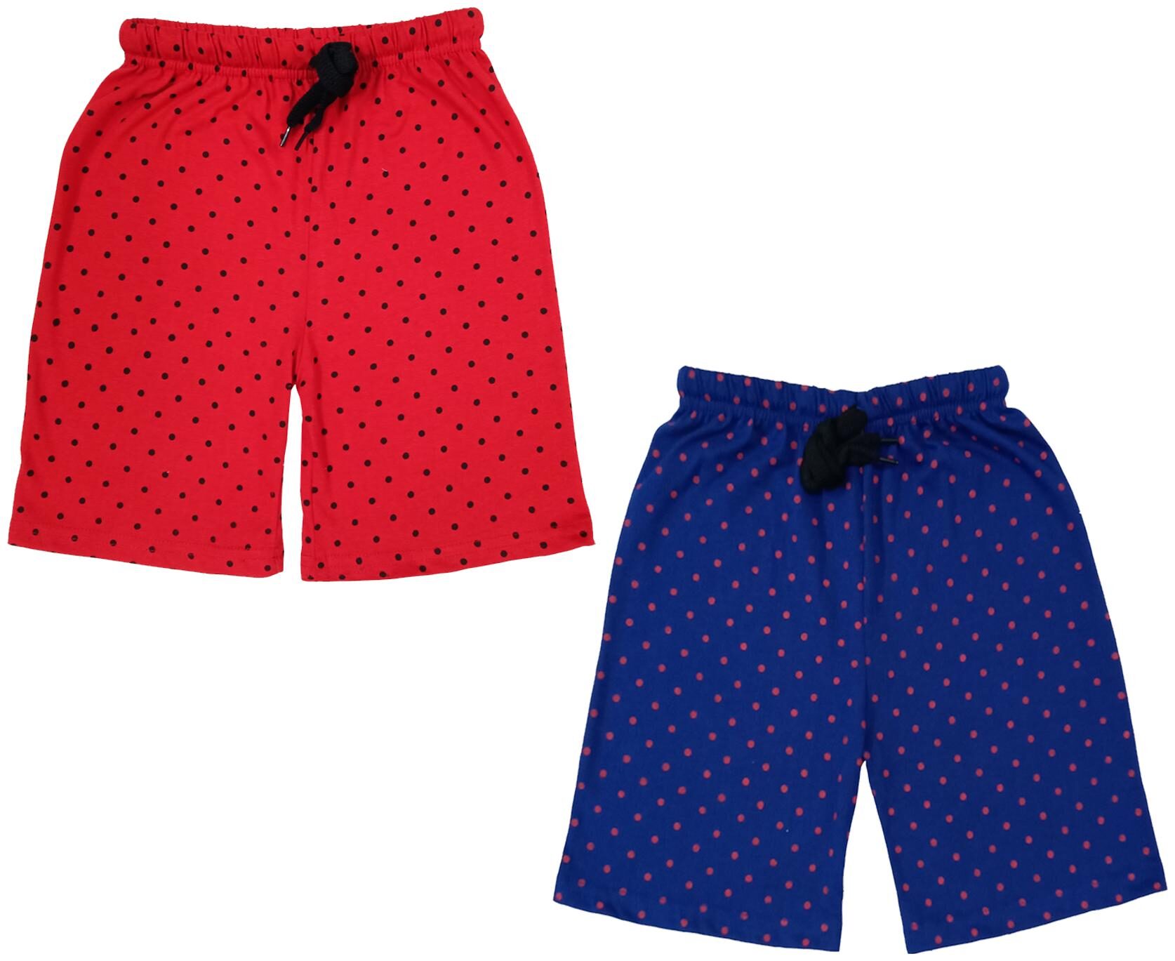 

IndiWeaves Girls Cotton Polka Dots Relaxed Fit Shorts (Pack of 2)