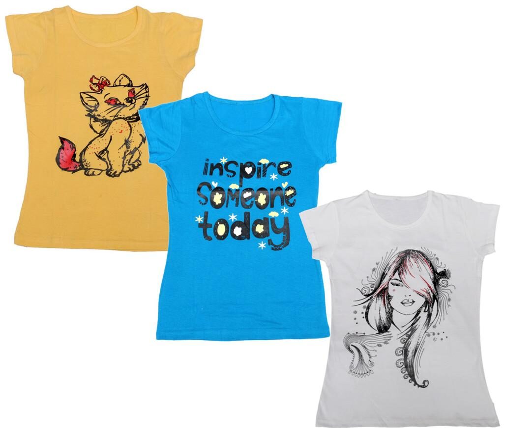 

Indiweaves Girl Cotton Printed T shirt - Multi