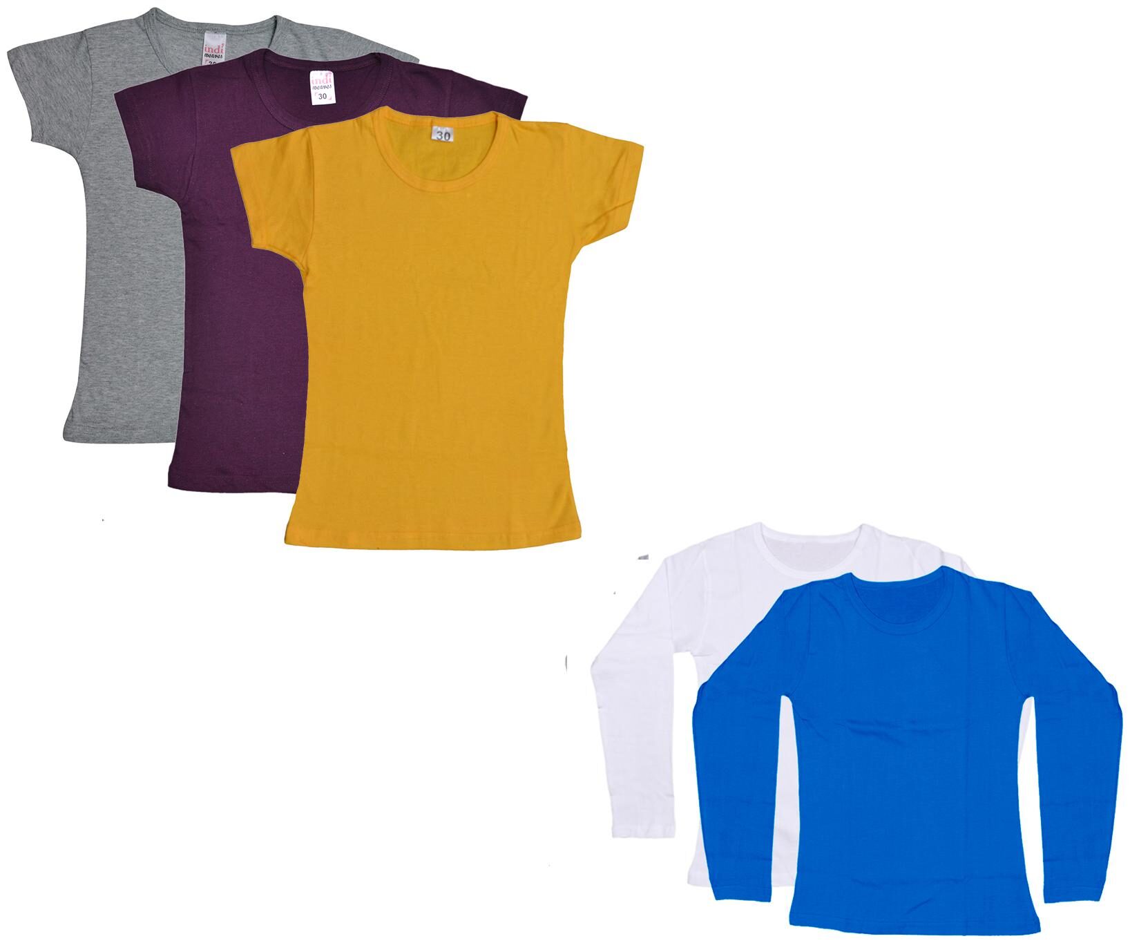 

Indiweaves Girl Cotton Solid T shirt - Multi