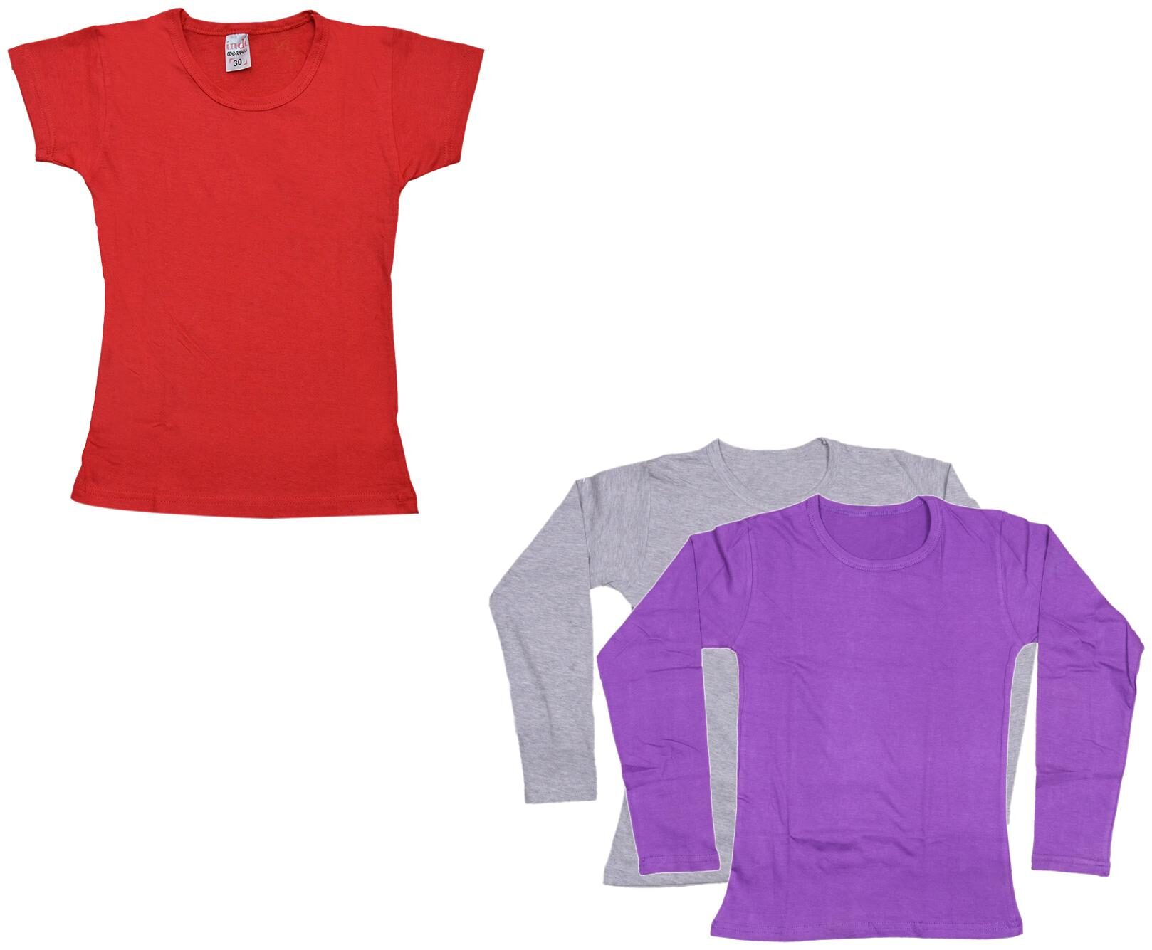 

Indiweaves Girl Cotton Solid T shirt - Multi