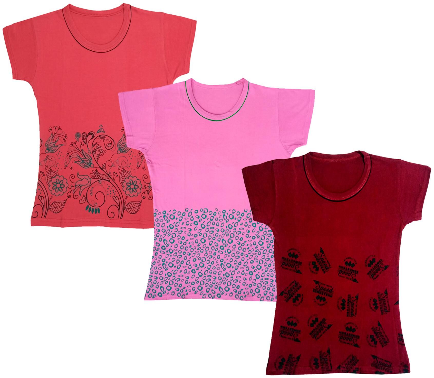 

Indiweaves Girl Cotton Printed T shirt - Multi