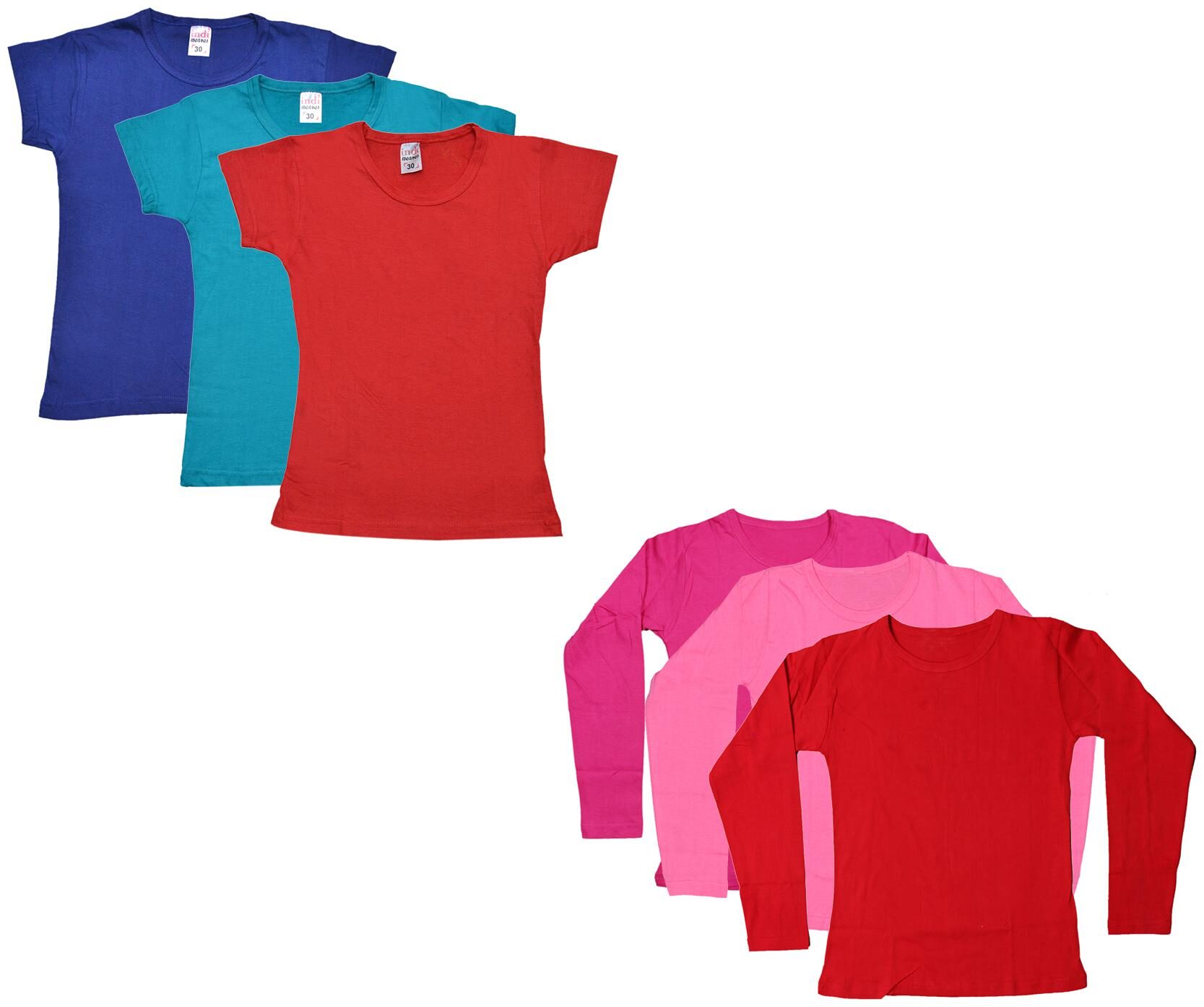 

Indiweaves Girl Cotton Solid T shirt - Multi