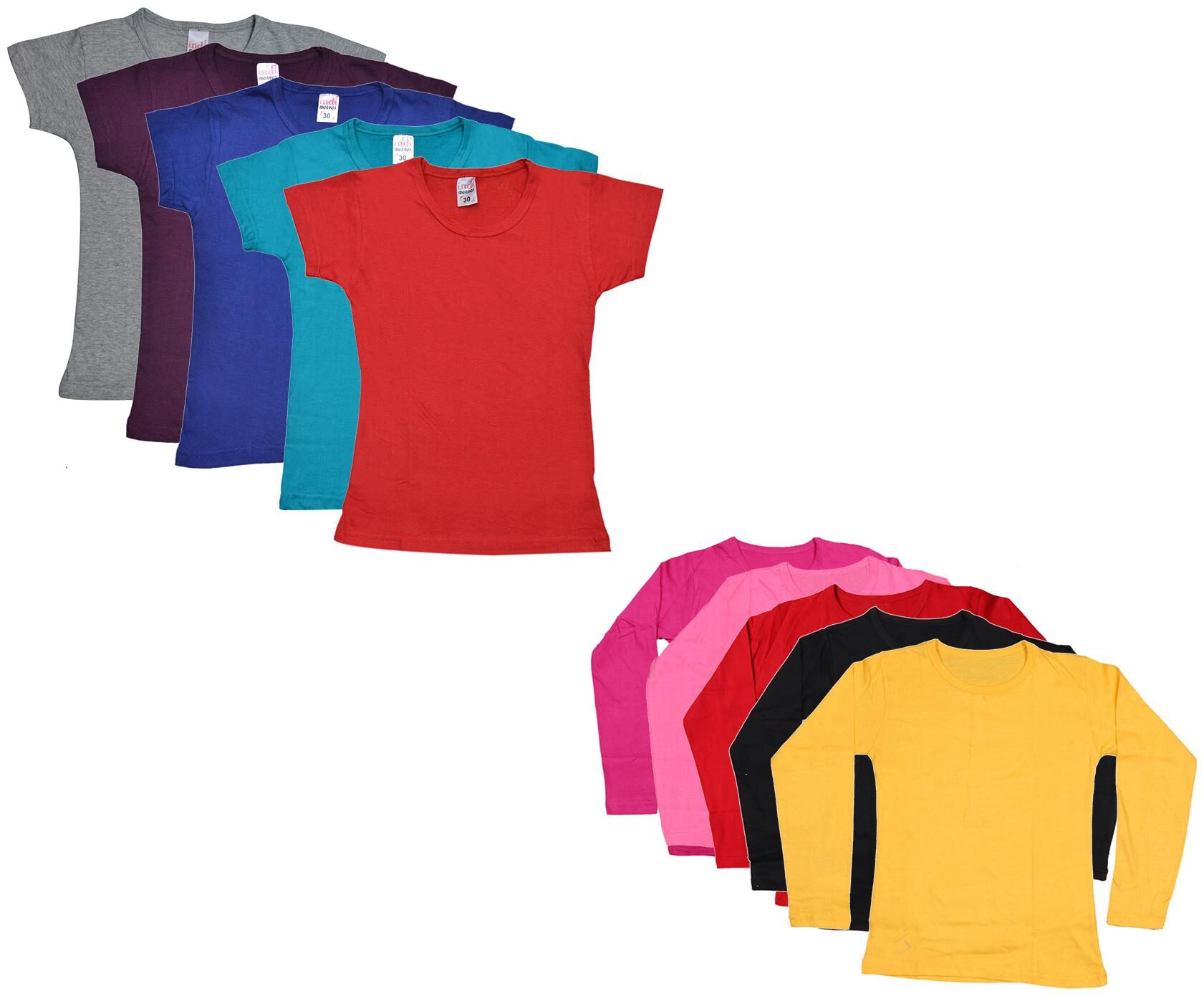 

Indiweaves Girl Cotton Solid T shirt - Multi