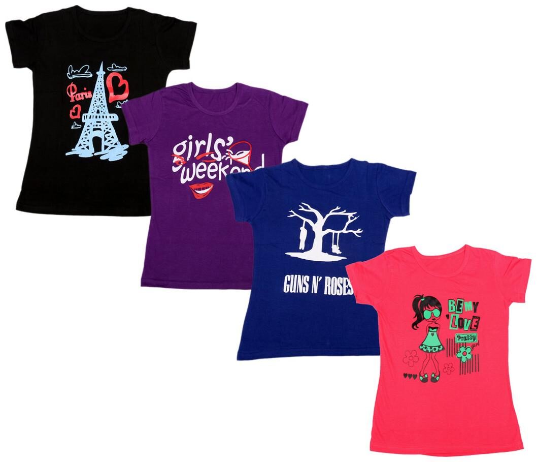 

Indiweaves Girl Cotton Printed T shirt - Multi