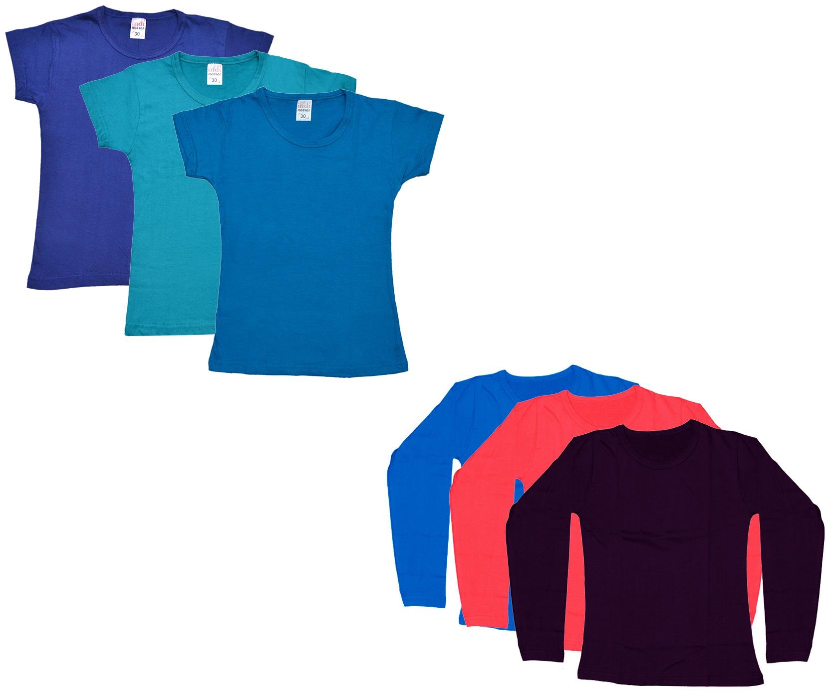 

Indiweaves Girl Cotton Solid T shirt - Multi