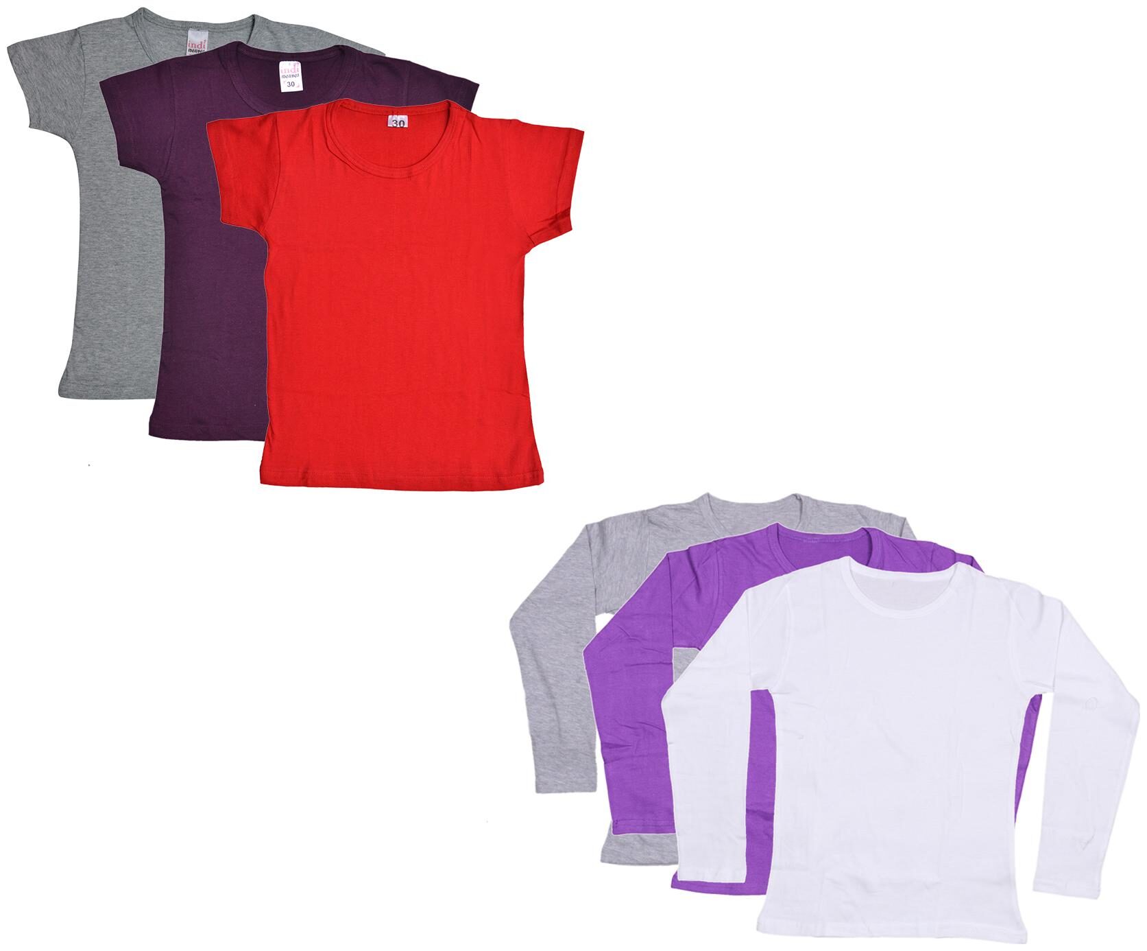 

Indiweaves Girl Cotton Solid T shirt - Multi