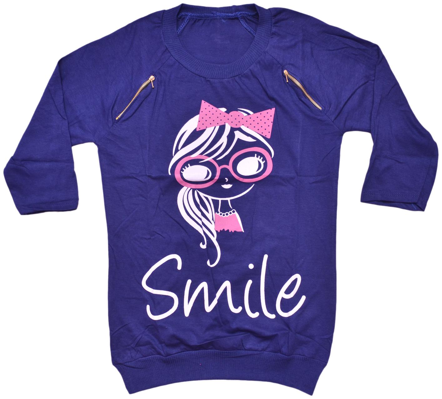 

Indiweaves Girl Cotton Printed Top - Blue