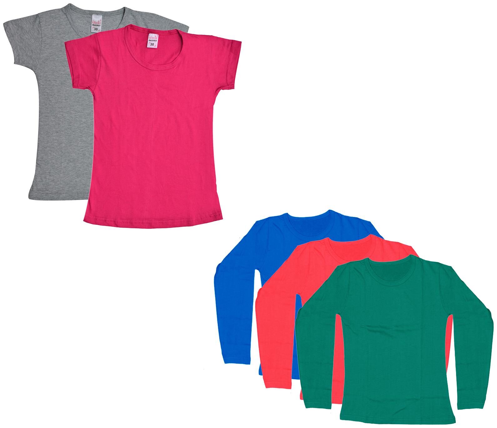 

Indiweaves Girl Cotton Solid T shirt - Multi