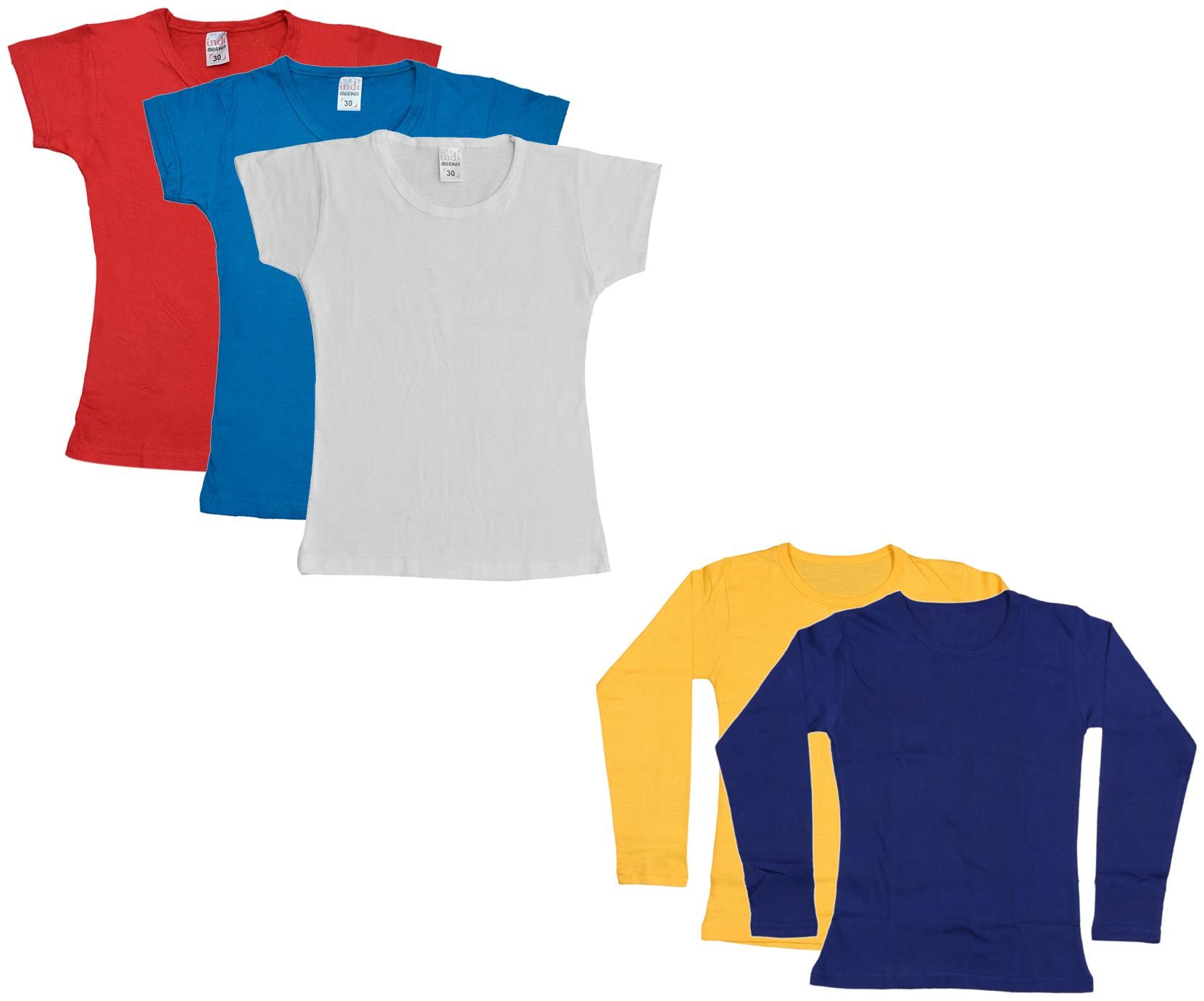 

Indiweaves Girl Cotton Solid T shirt - Multi