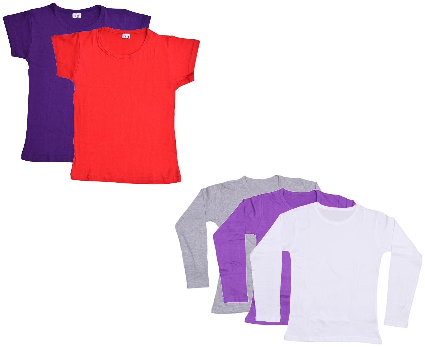 

Indiweaves Girl Cotton Solid T shirt - Multi