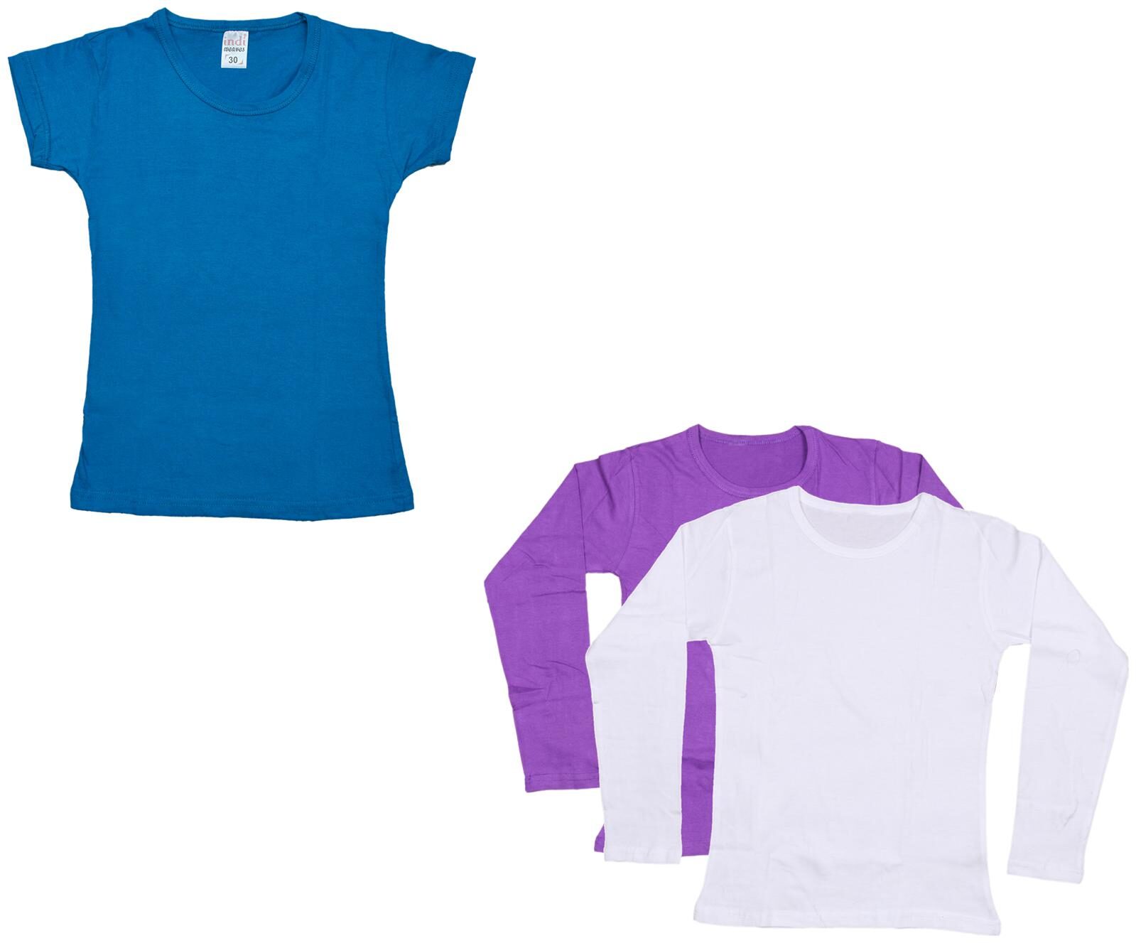 

Indiweaves Girl Cotton Solid T shirt - Multi