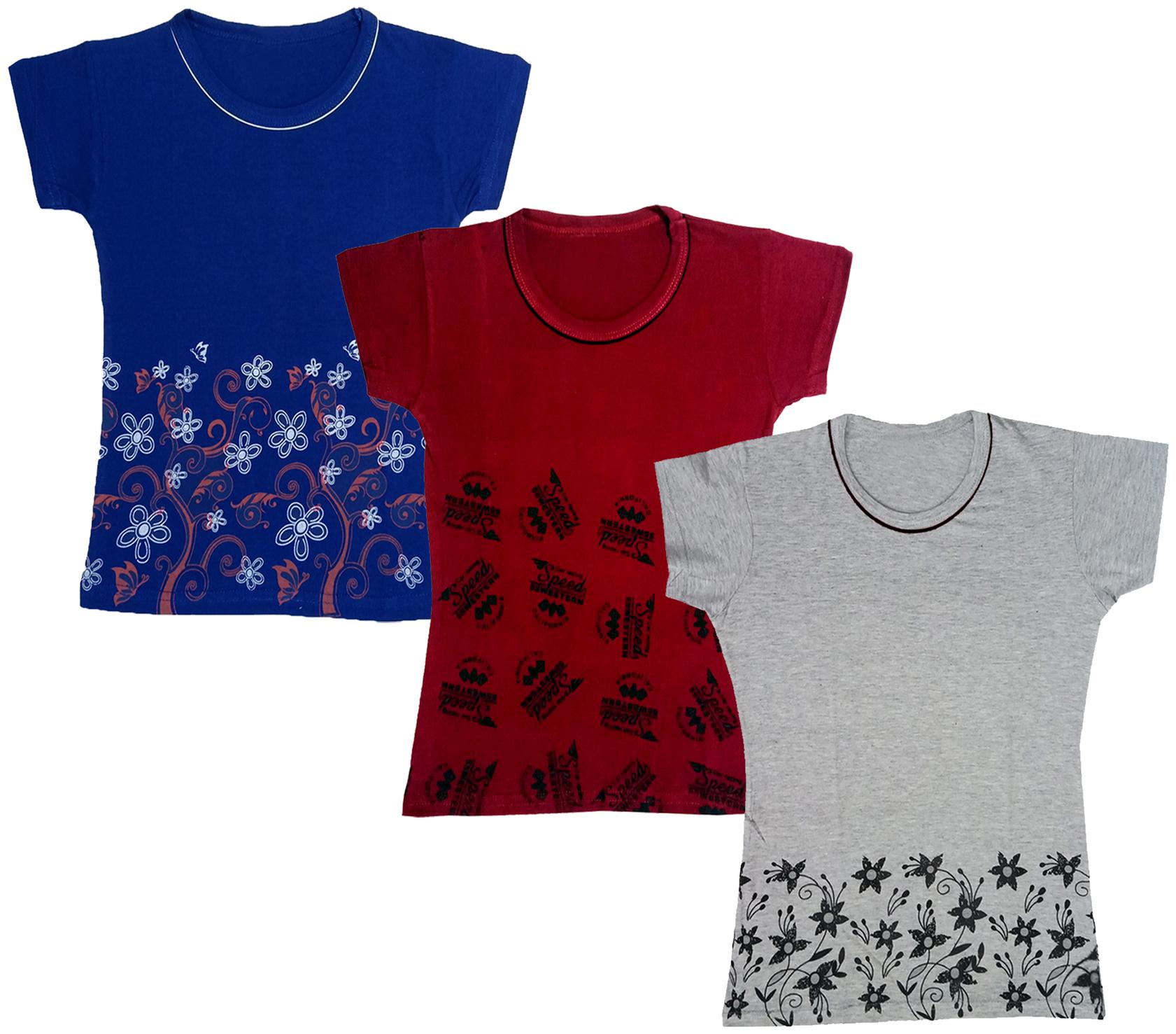 

Indiweaves Girl Cotton Printed T shirt - Multi