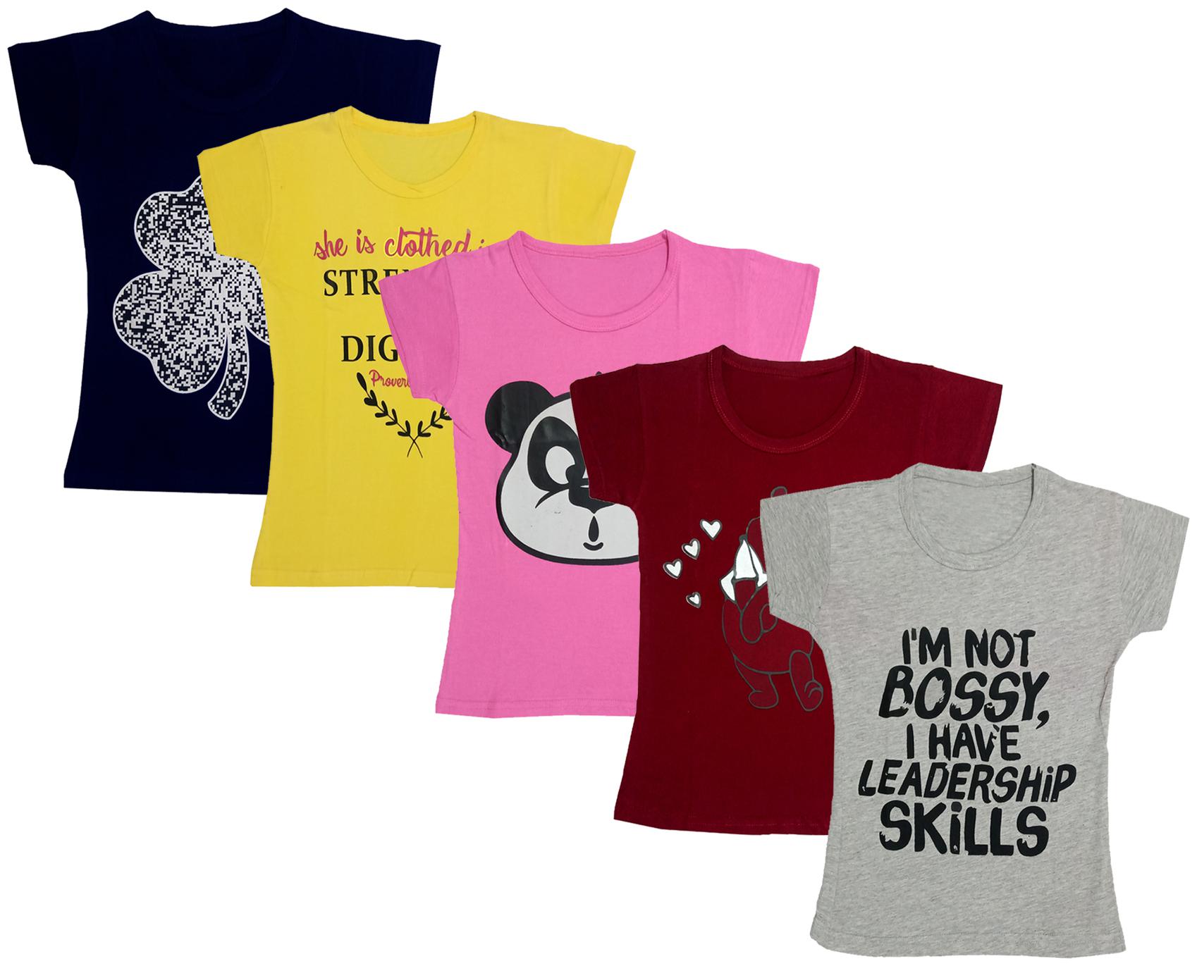 

Indiweaves Girl Cotton Printed T shirt - Multi