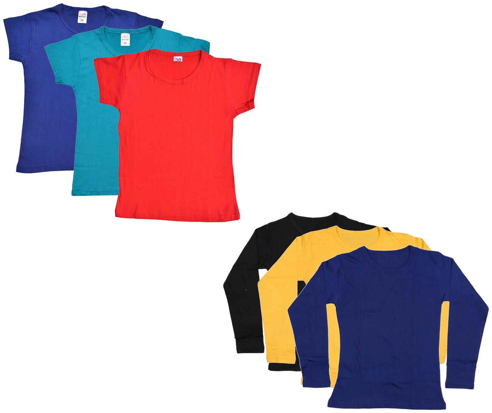 

Indiweaves Girl Cotton Solid T shirt - Multi