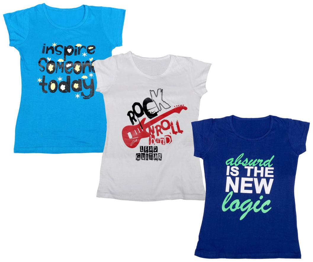 

Indiweaves Girl Cotton Printed T shirt - Multi