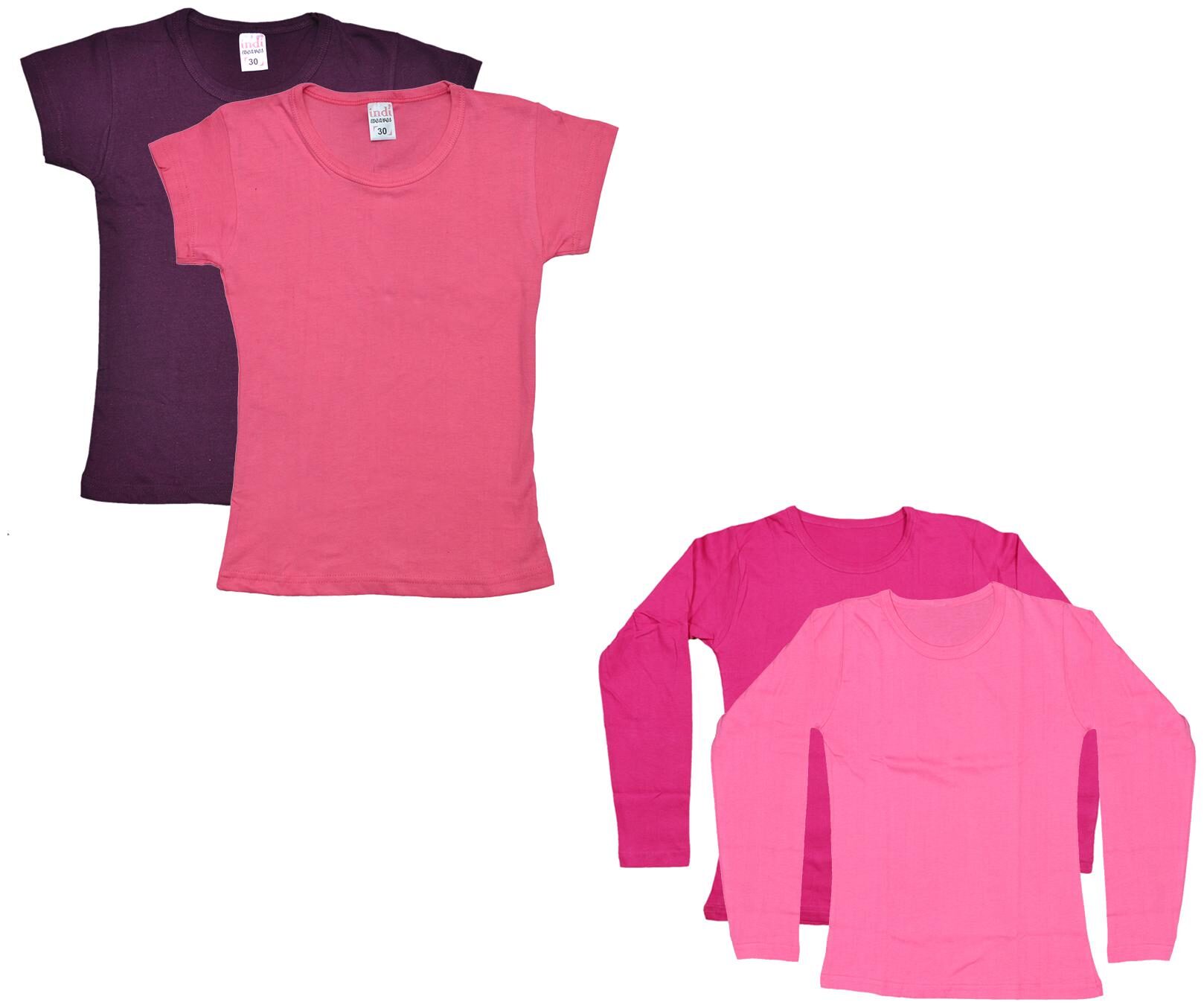 

Indiweaves Girl Cotton Solid T shirt - Multi