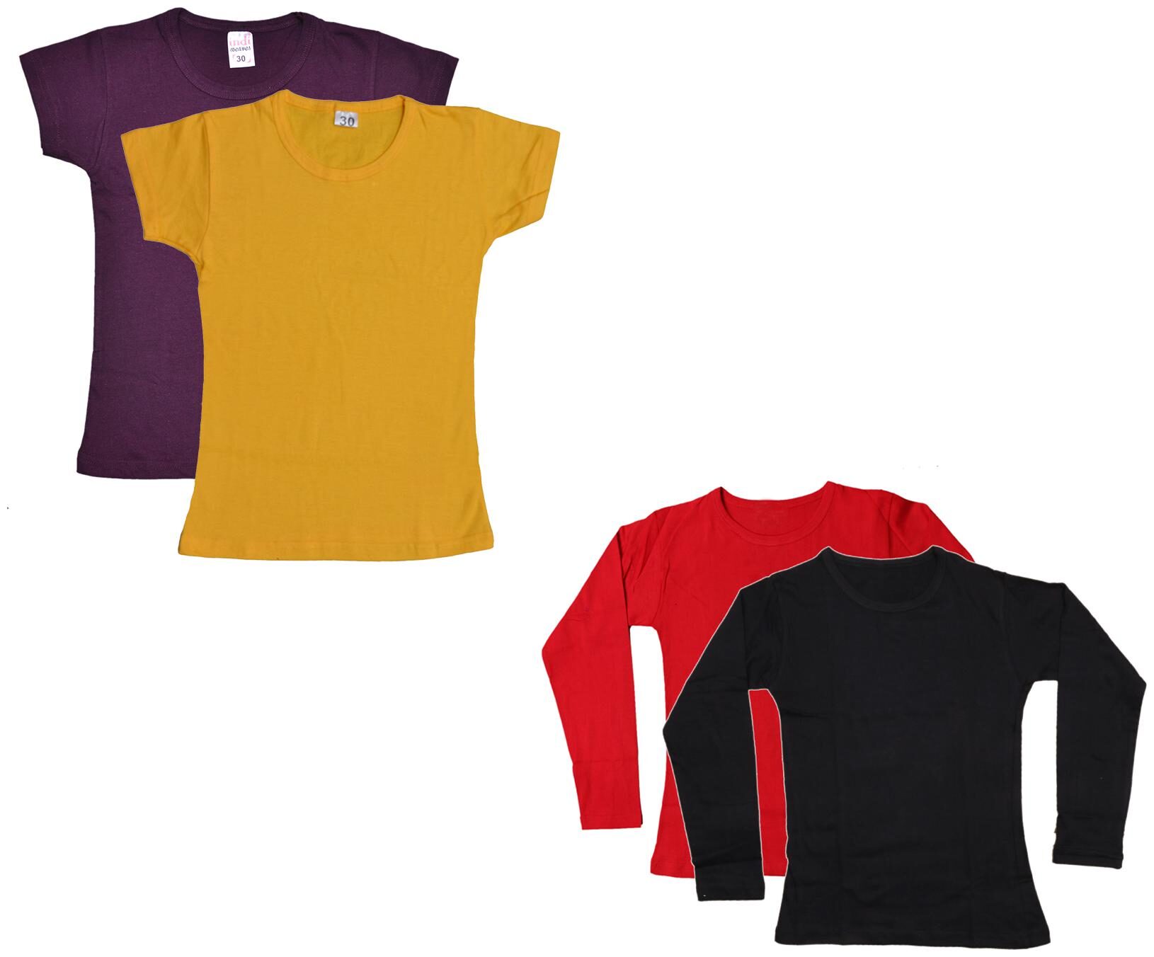 

Indiweaves Girl Cotton Solid T shirt - Multi