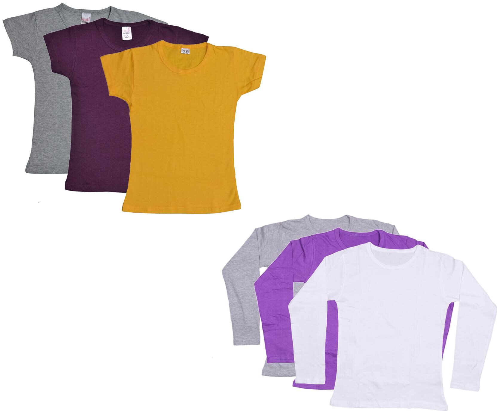 

Indiweaves Girl Cotton Solid T shirt - Multi