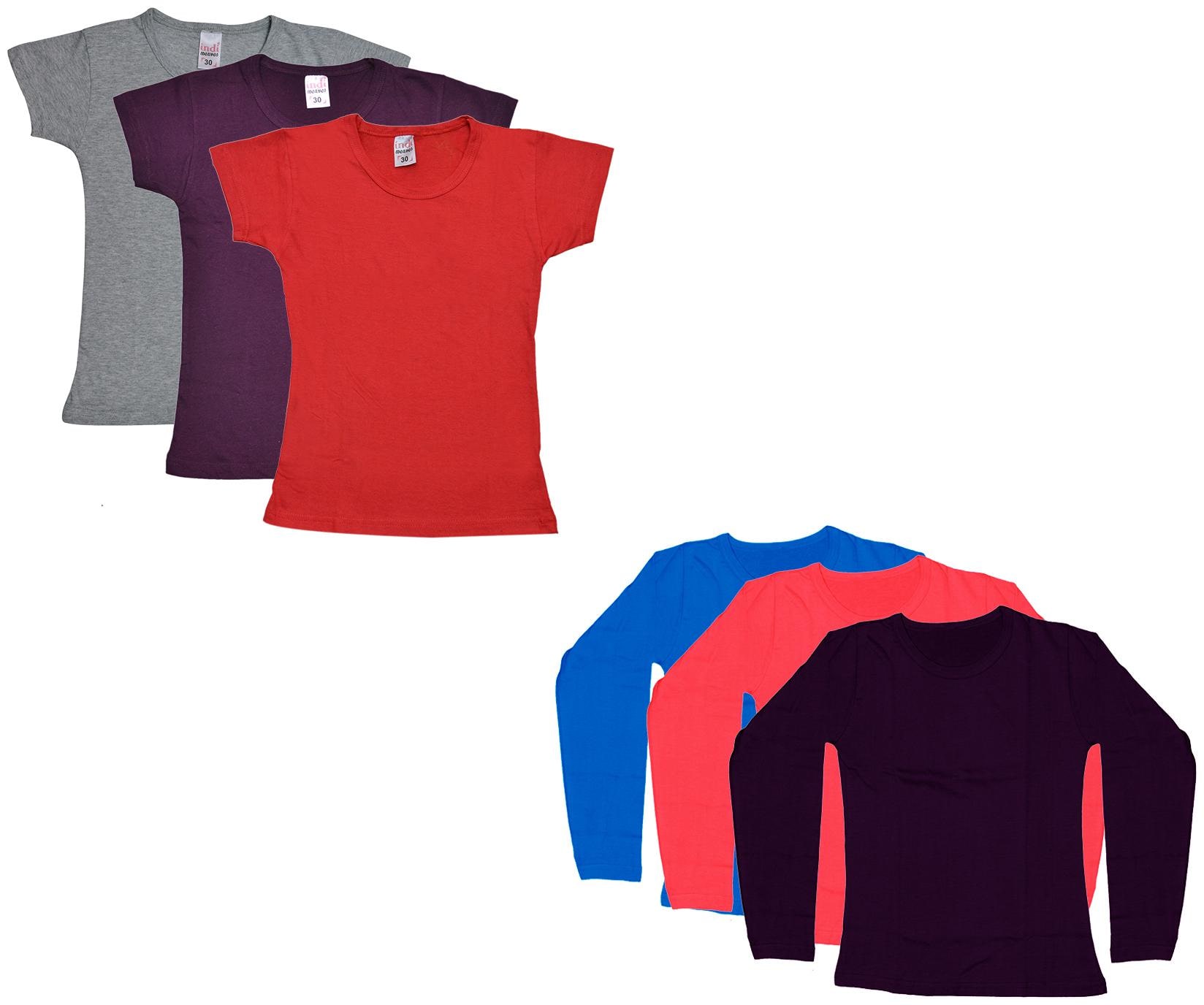 

Indiweaves Girl Cotton Solid T shirt - Multi