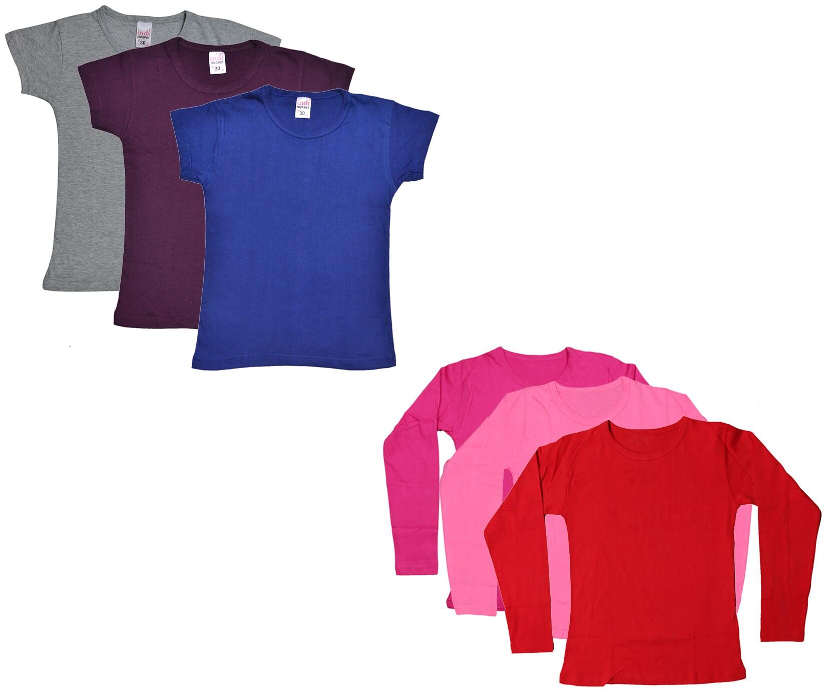 

Indiweaves Girl Cotton Solid T shirt - Multi
