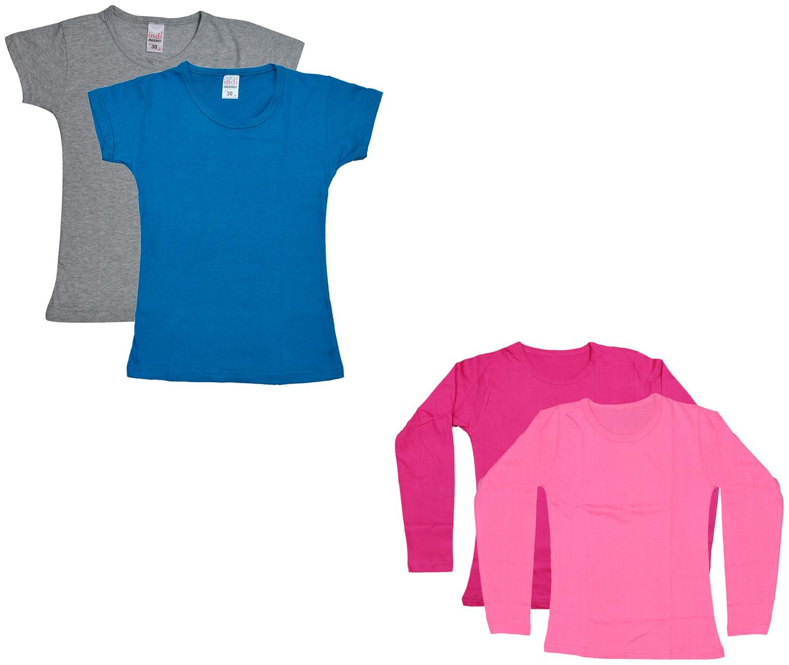 

Indiweaves Girl Cotton Solid T shirt - Multi