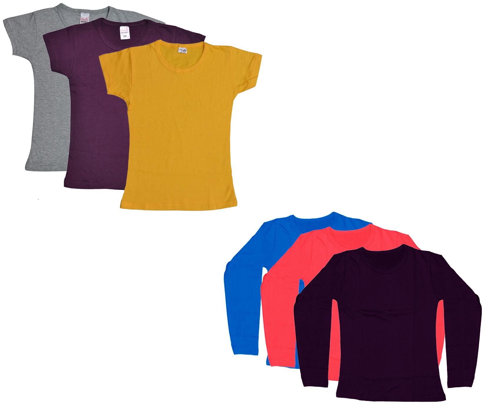 

Indiweaves Girl Cotton Solid T shirt - Multi