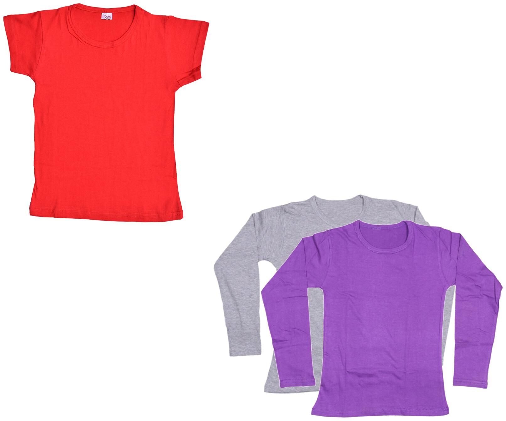 

Indiweaves Girl Cotton Solid T shirt - Multi