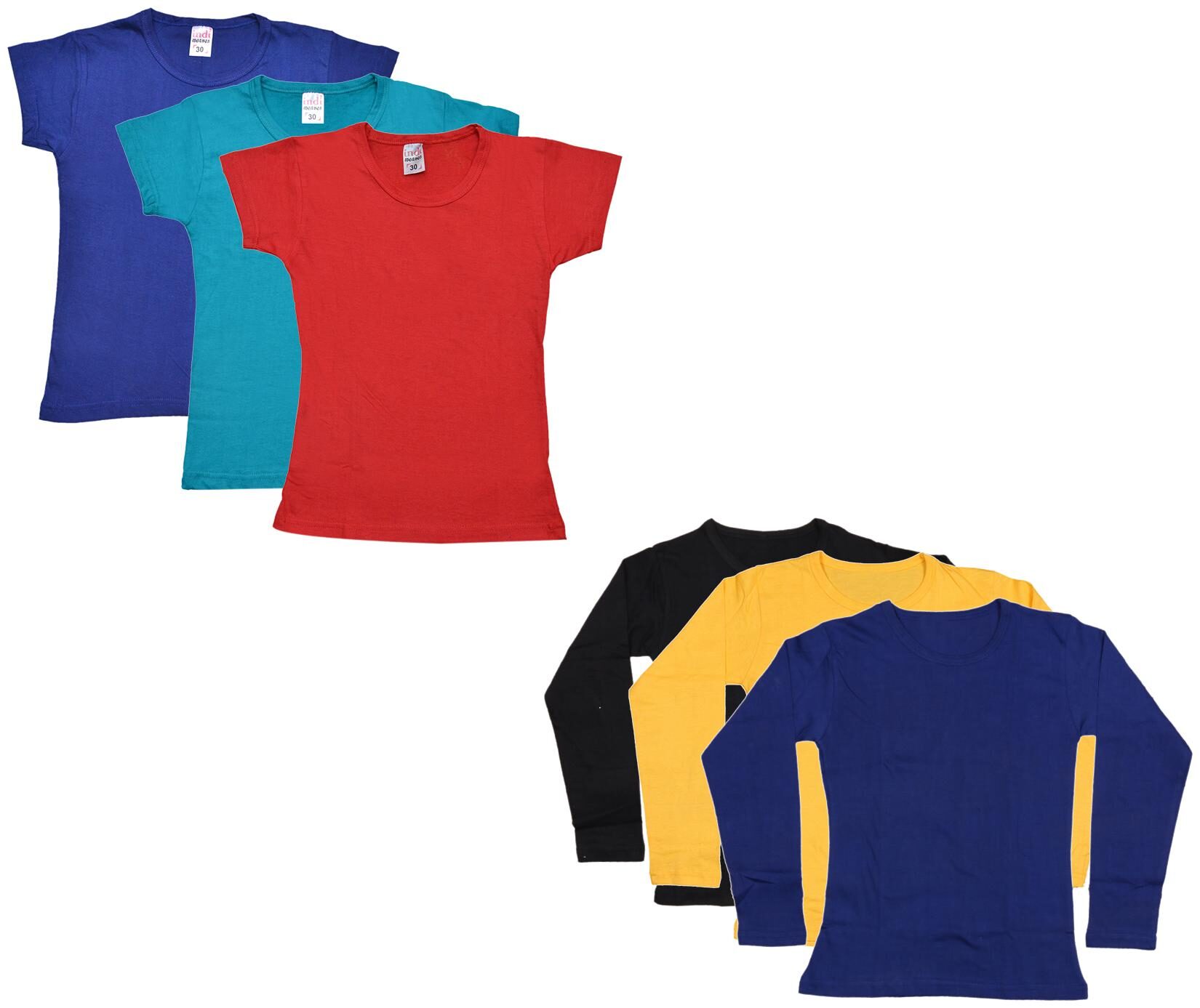 

Indiweaves Girl Cotton Solid T shirt - Multi