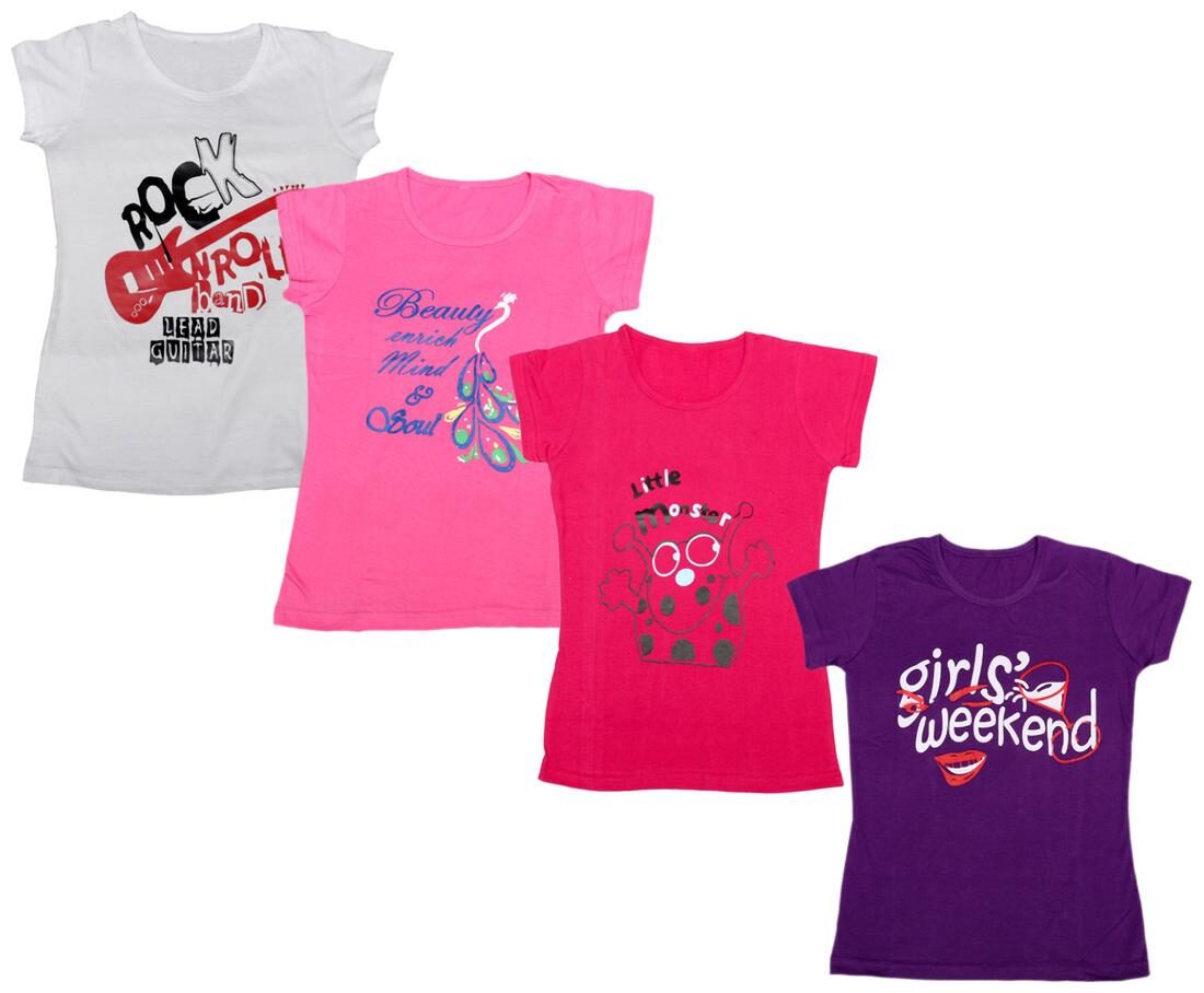 

Indiweaves Girl Cotton Printed T shirt - Multi