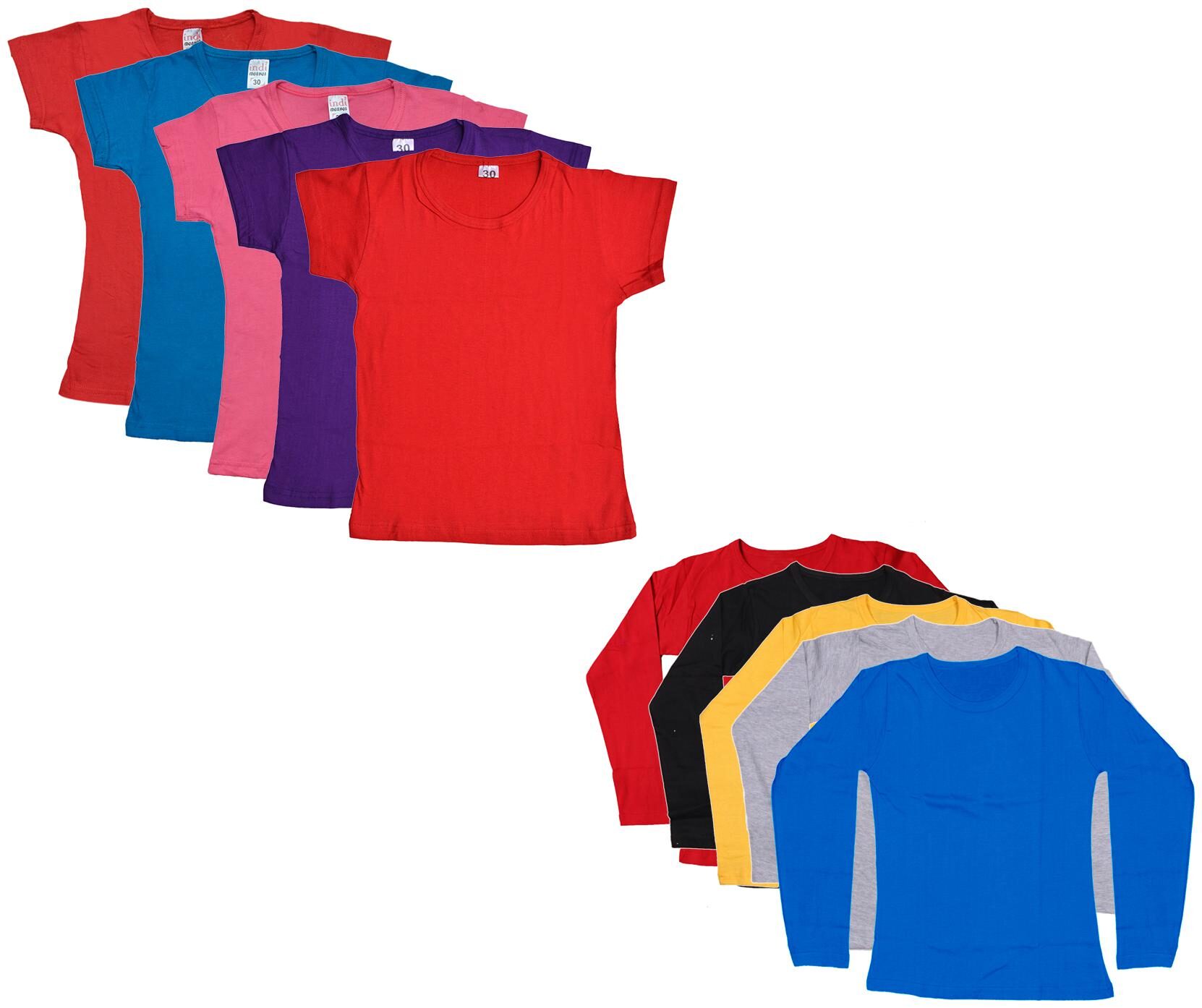 

Indiweaves Girl Cotton Solid T shirt - Multi