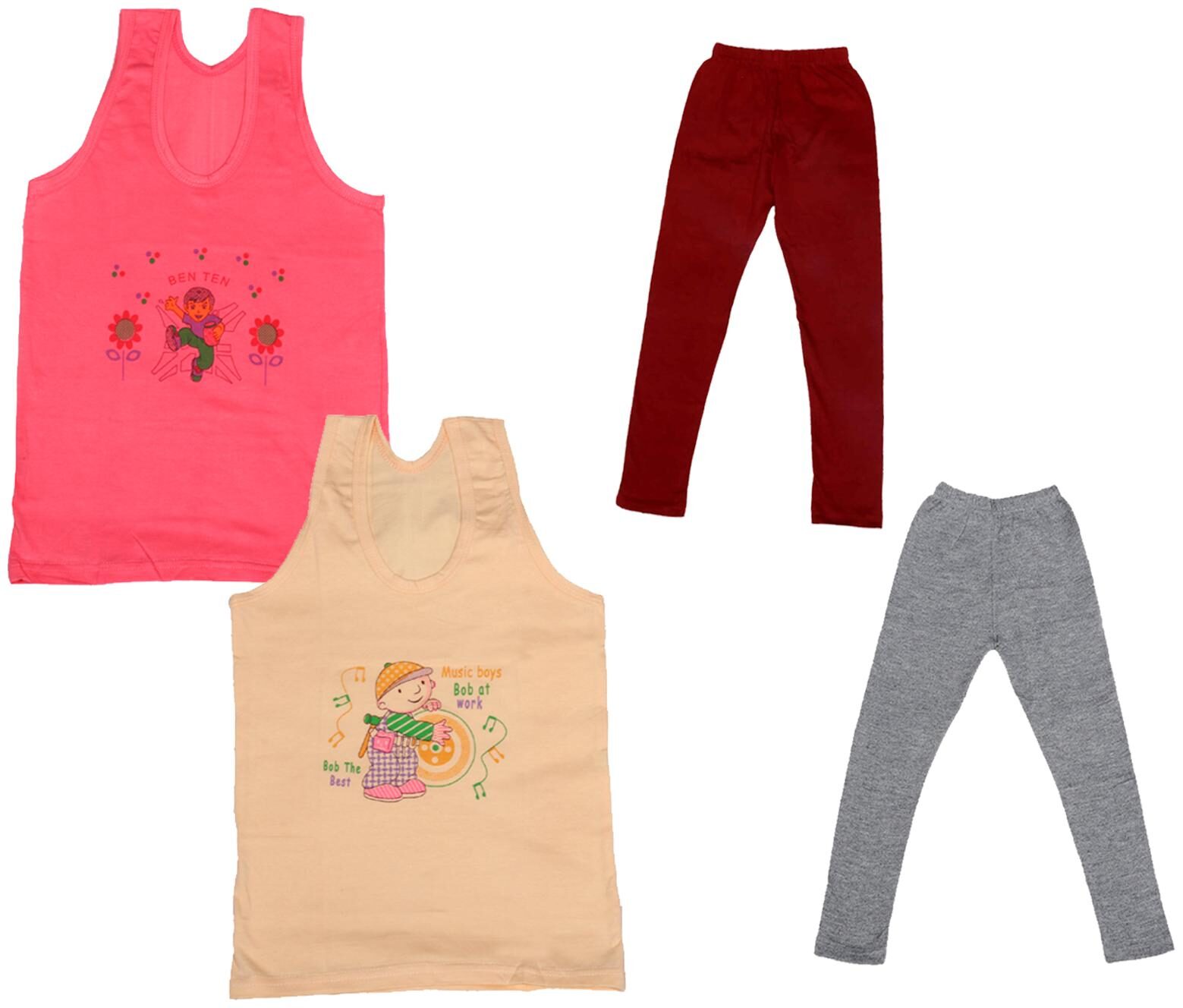 

Indiweaves Girl Cotton Top Bottom Set - Multi