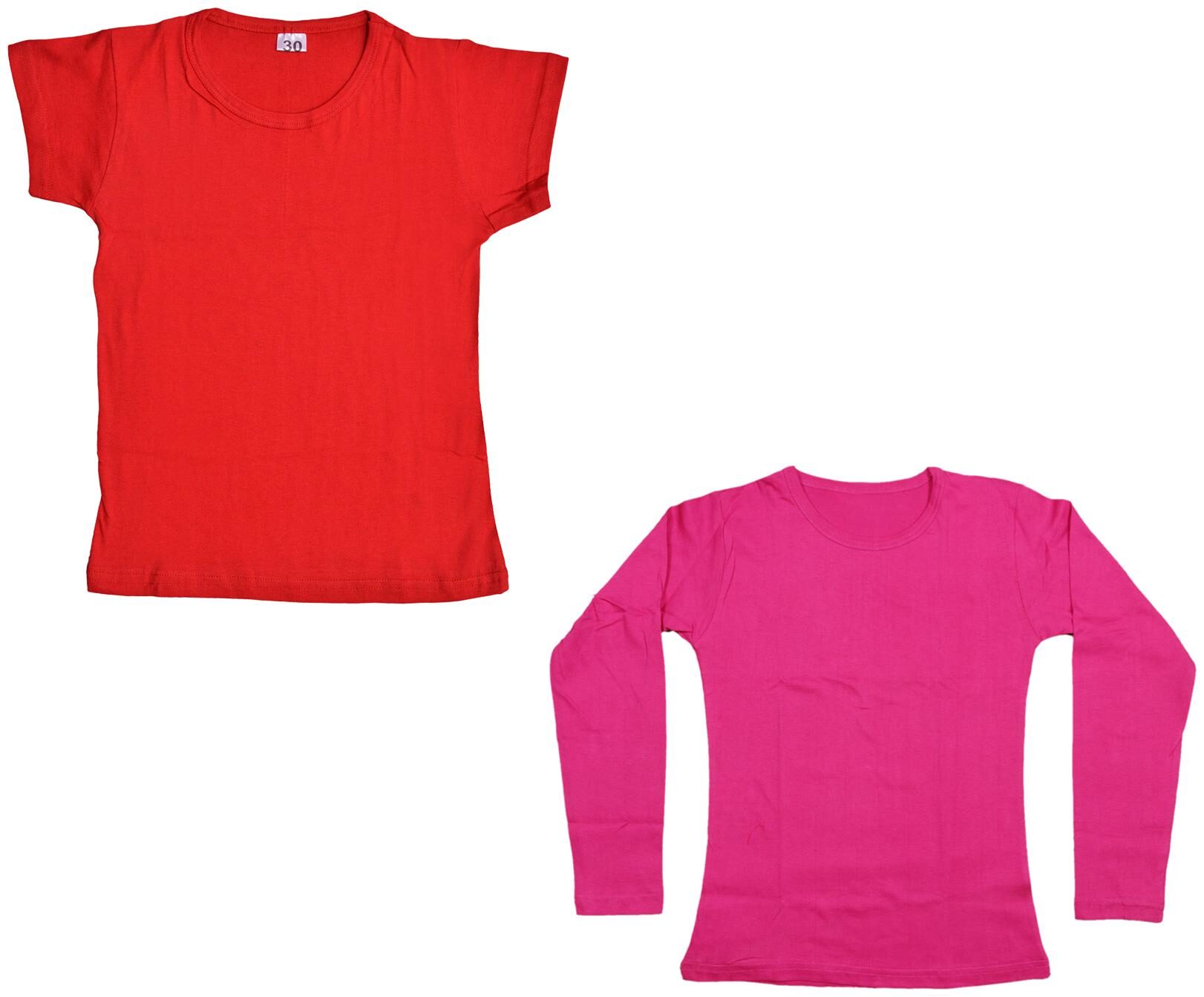 

Indiweaves Girl Cotton Solid T shirt - Multi