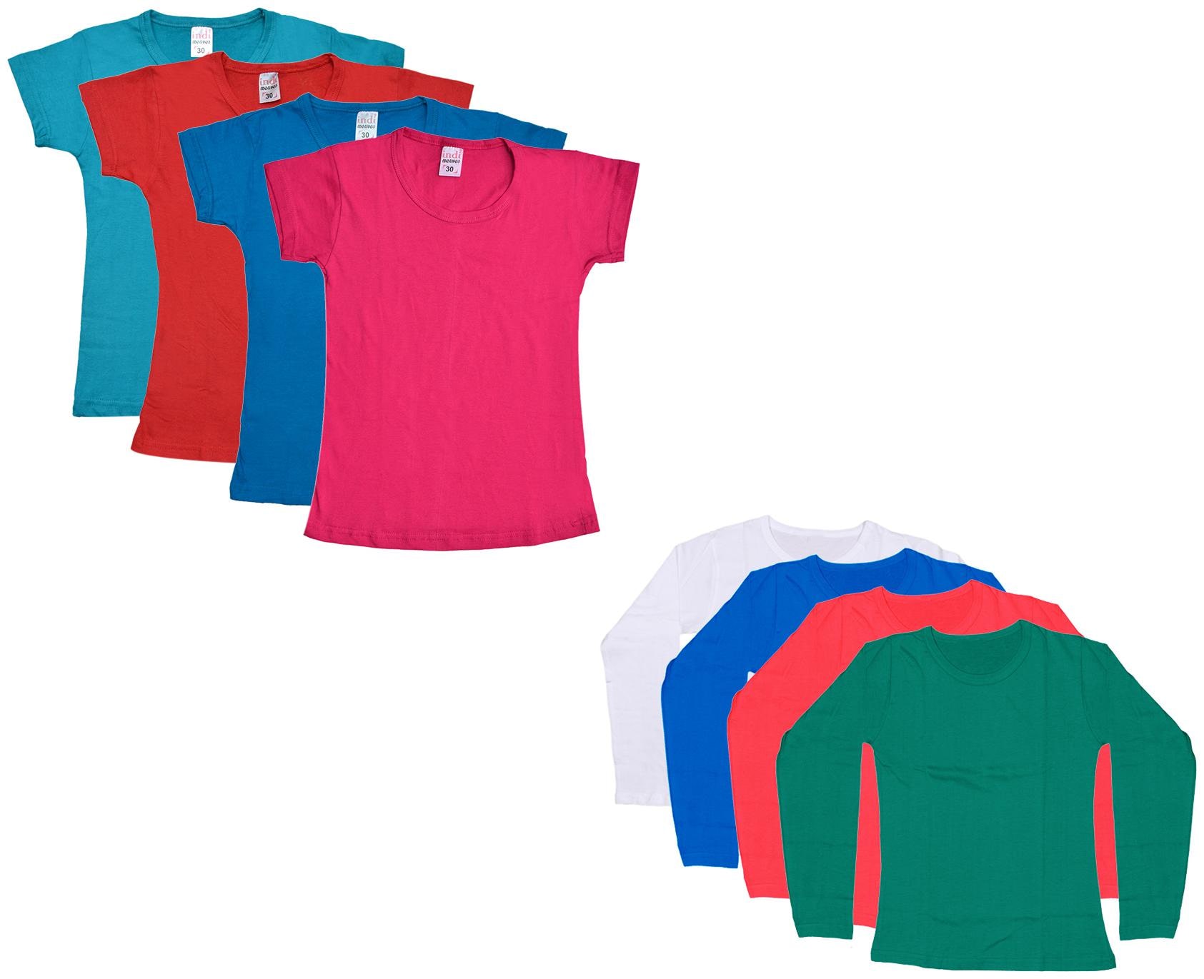 

Indiweaves Girl Cotton Solid T shirt - Multi