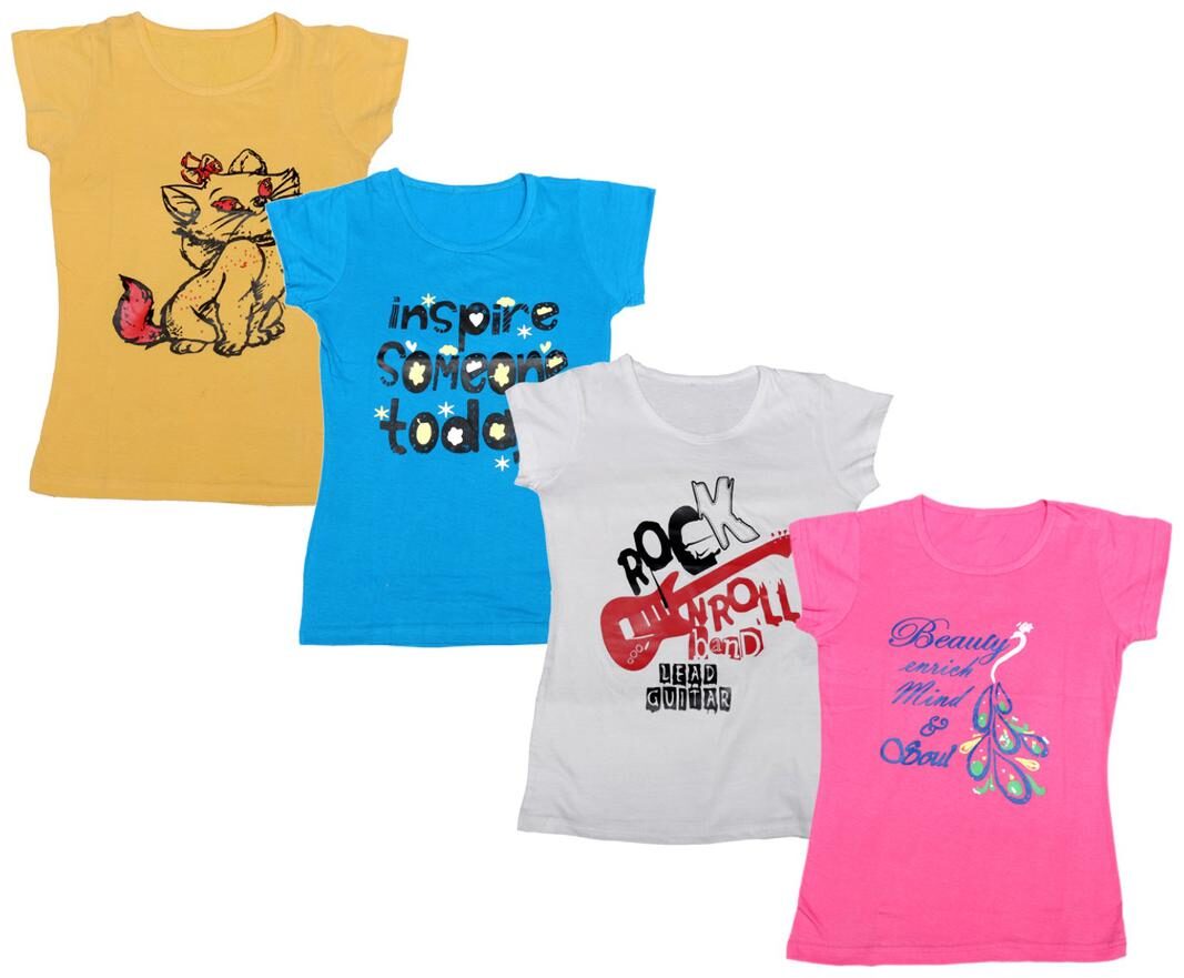 

Indiweaves Girl Cotton Printed T shirt - Multi