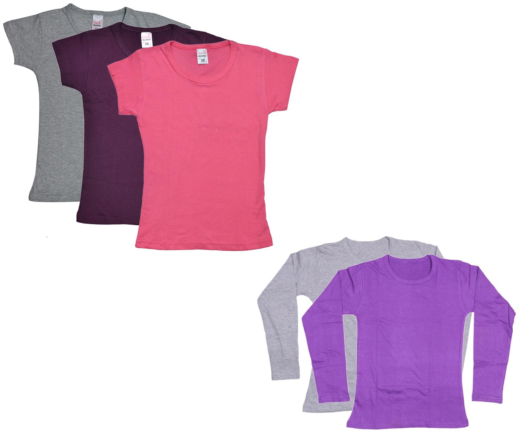 

Indiweaves Girl Cotton Solid T shirt - Multi