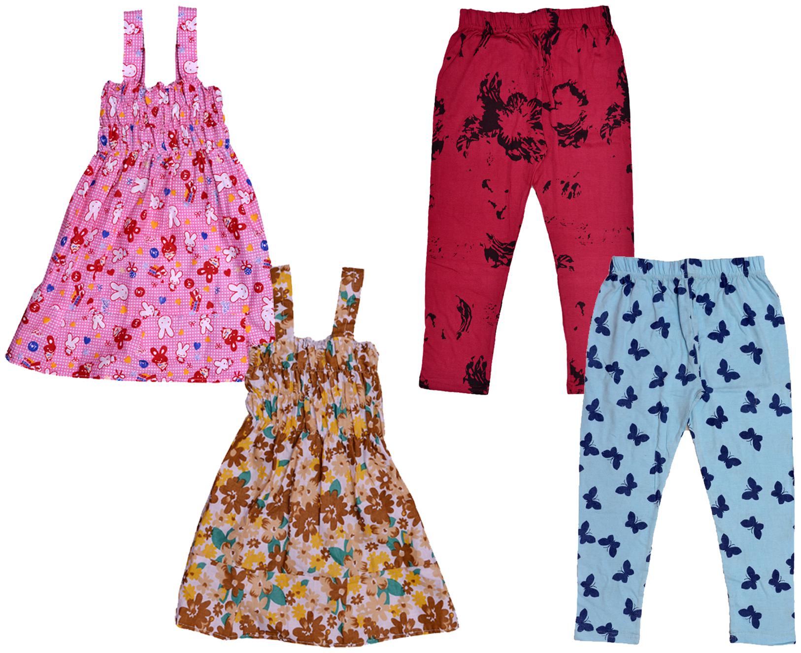 

Indiweaves Girl Cotton Top Bottom Set - Multi