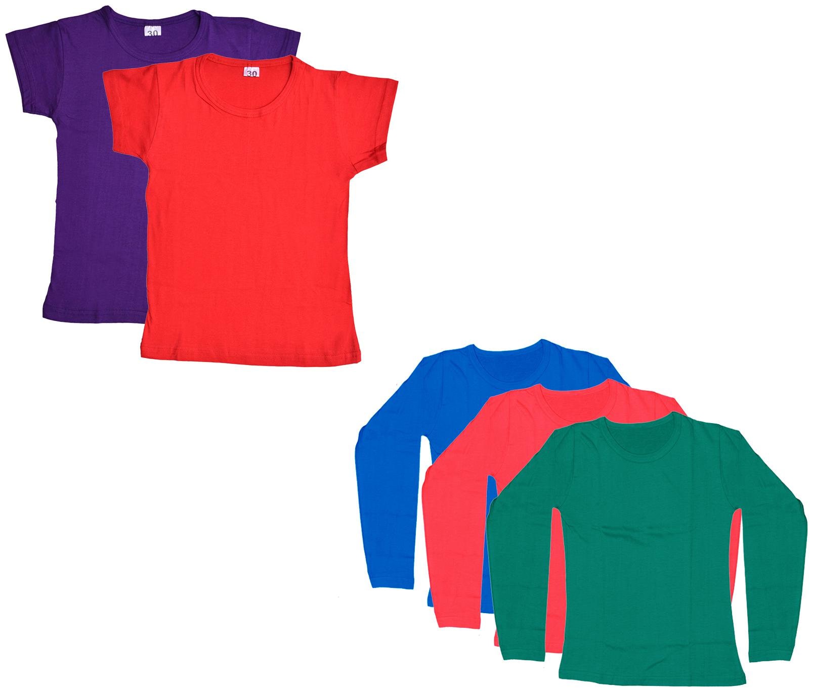 

Indiweaves Girl Cotton Solid T shirt - Multi