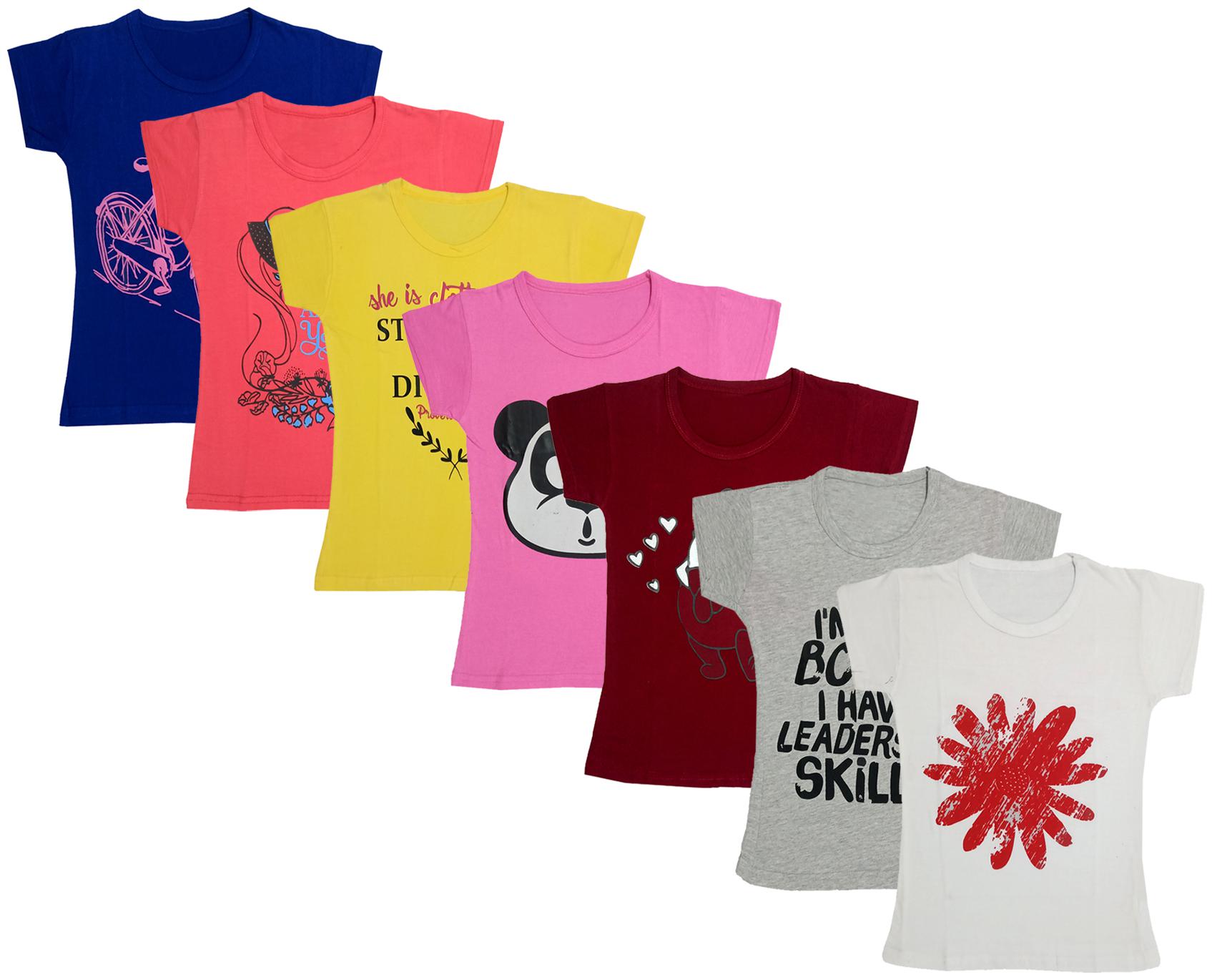 

Indiweaves Girl Cotton Printed T shirt - Multi