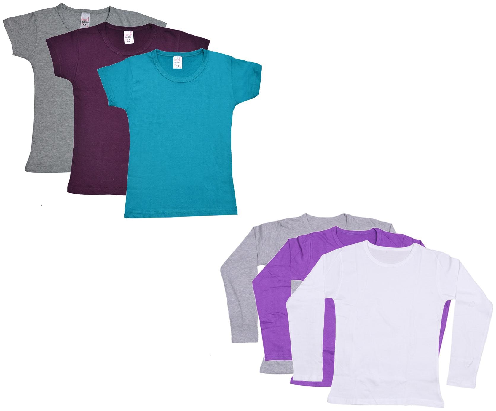 

Indiweaves Girl Cotton Solid T shirt - Multi