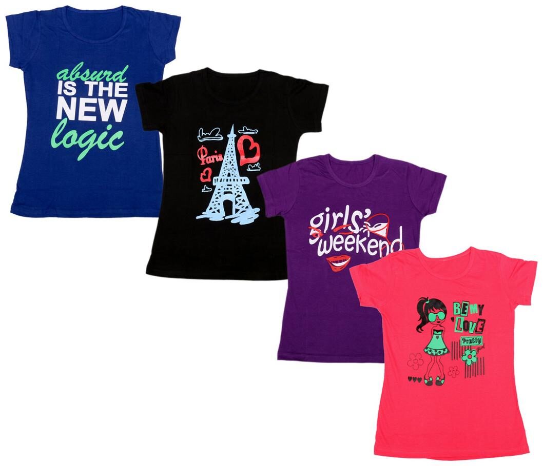 

Indiweaves Girl Cotton Printed T shirt - Multi