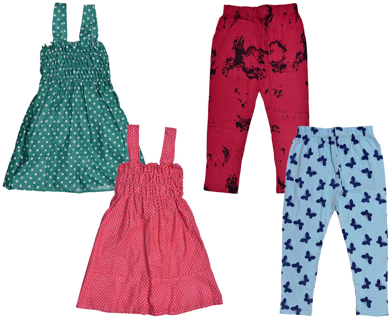

Indiweaves Girl Cotton Top Bottom Set - Multi