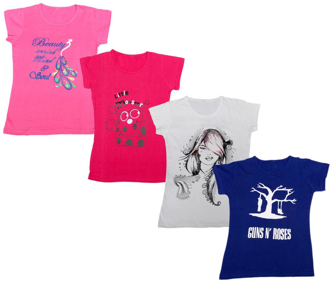 

Indiweaves Girl Cotton Printed T shirt - Multi